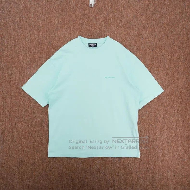 Balenciaga Balenciaga Mint Green Embroidered Logo Short Sleeve T-Shir Size US M / EU 48-50 / 2 - 1 Thumbnail