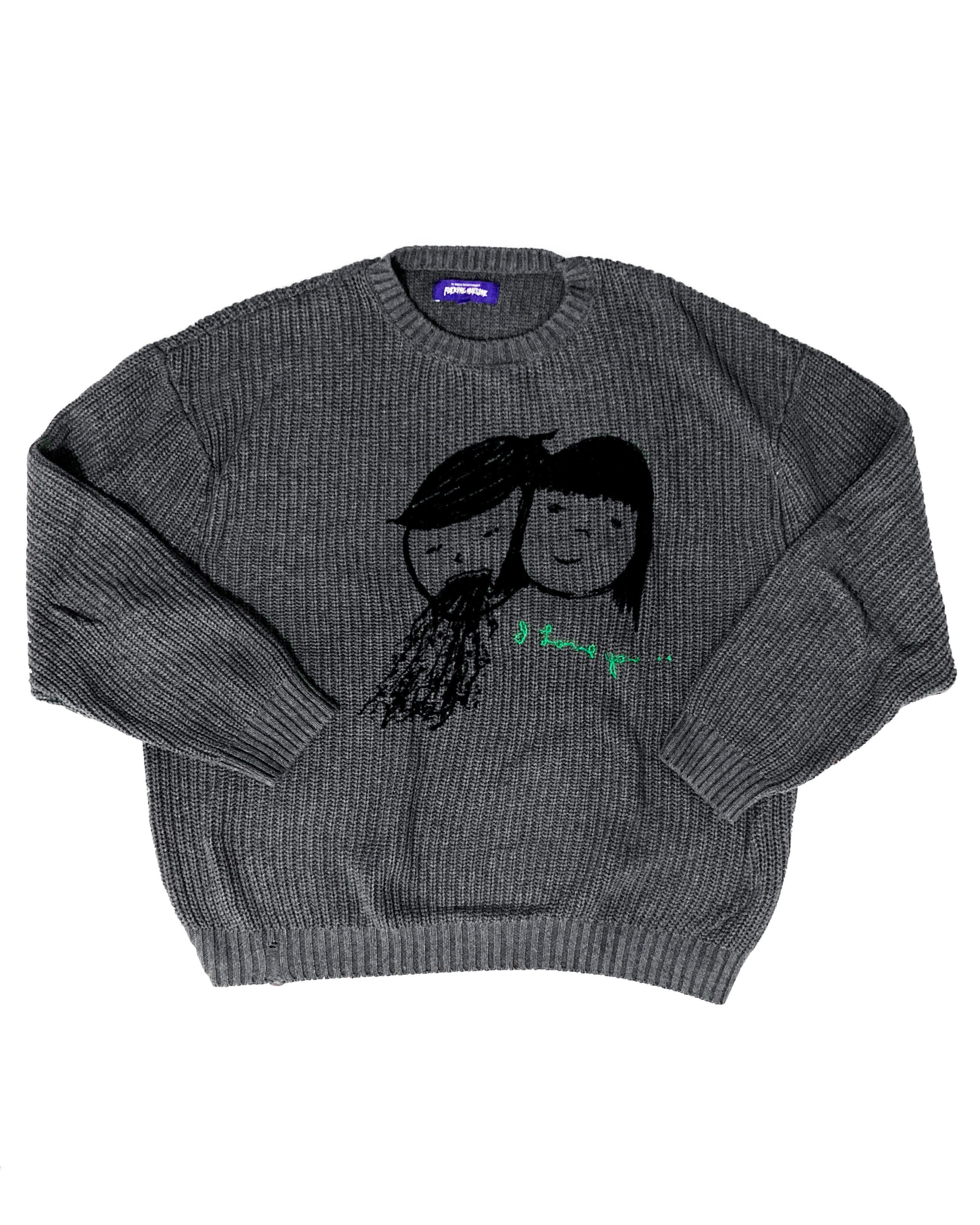 image of Fucking Awesome I Love You Sweater in Grey, Men's (Size Medium)