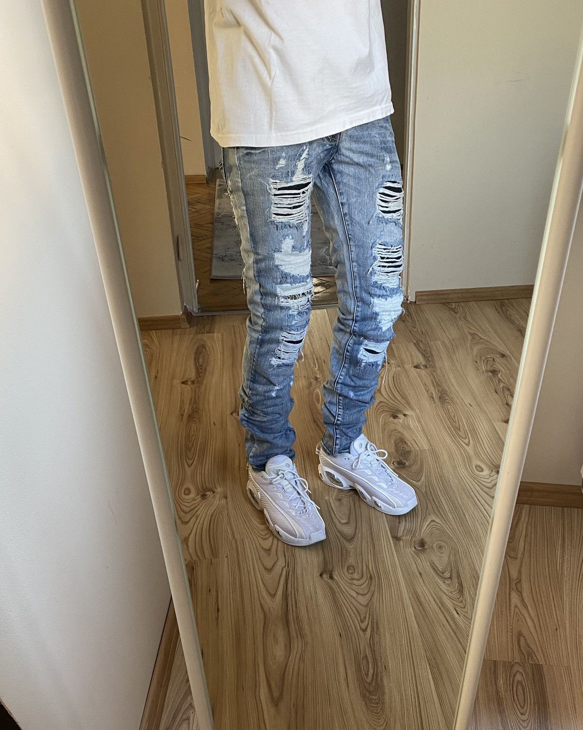 Designer × Vintage Men’s distressed Slim Fit Denim Pants Trousers Drill Size US 28 / EU 44 - 1 Thumbnail
