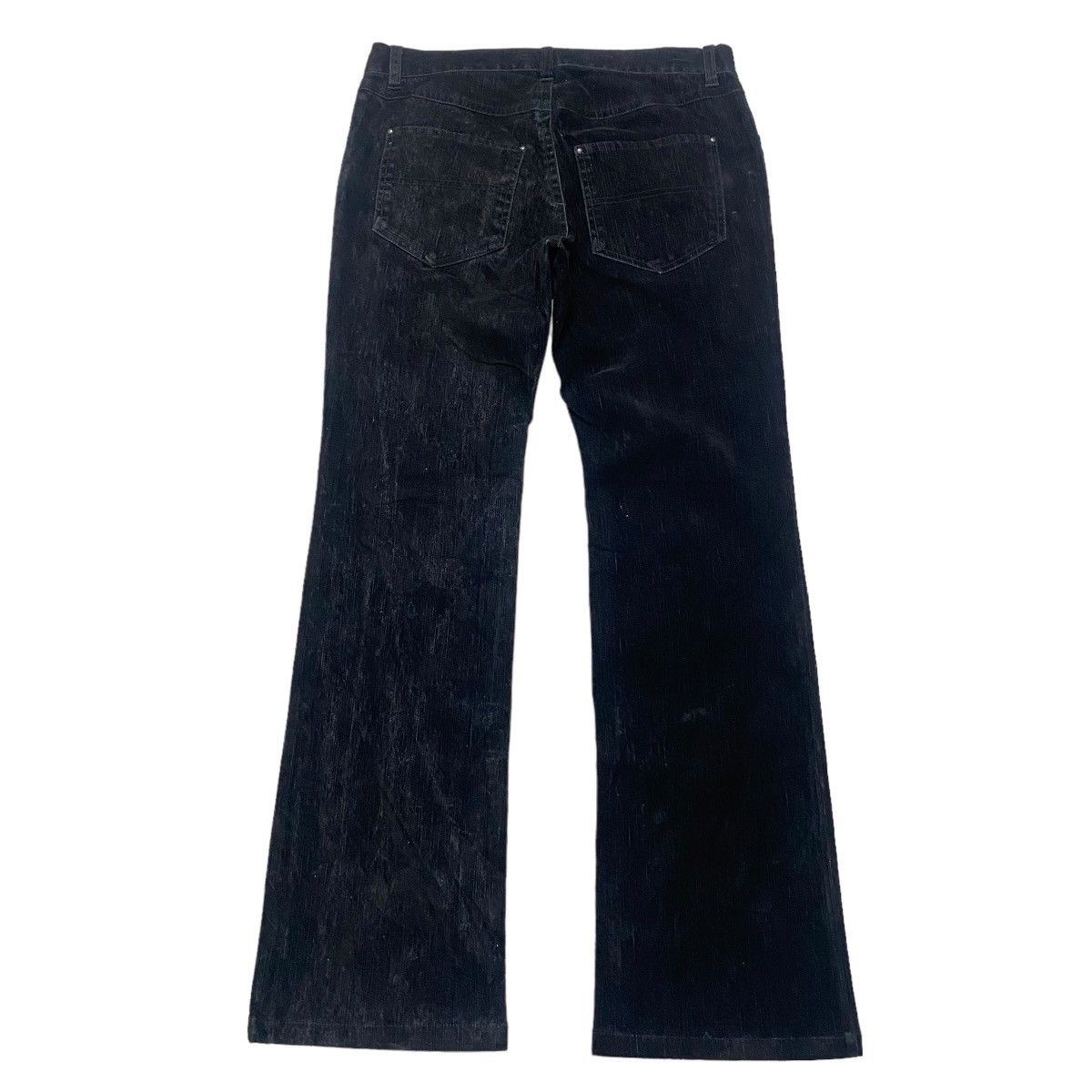 Katharine Hamnett London HAMNETT Black Velvet Cotton Flare Pants Size US 30 / EU 46 - 2 Thumbnail