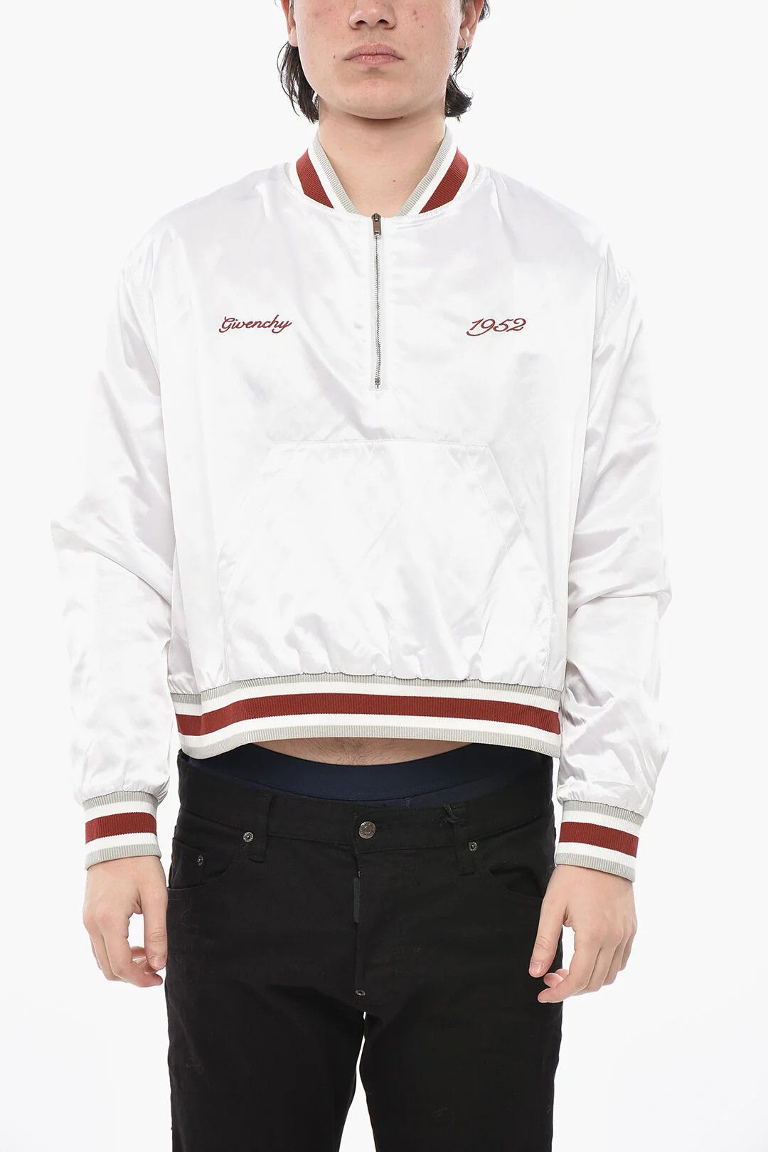 og1mm0326 Satin Nylon Bomber Jacket in White