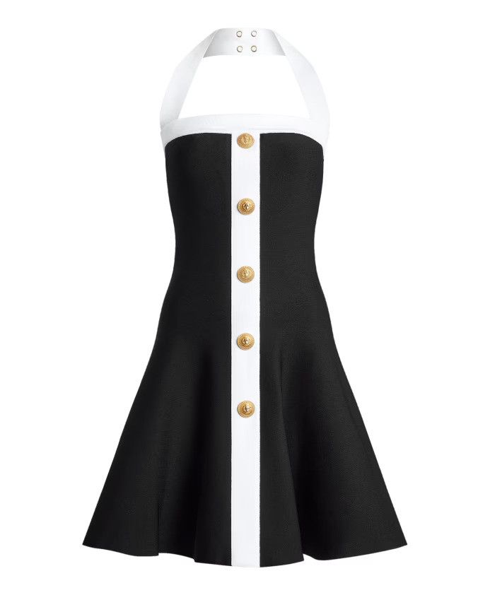 Balmain o1s1wg110526 A-line Dress With Buttons in Black Size S / US 4 / IT 40 - 1 Thumbnail