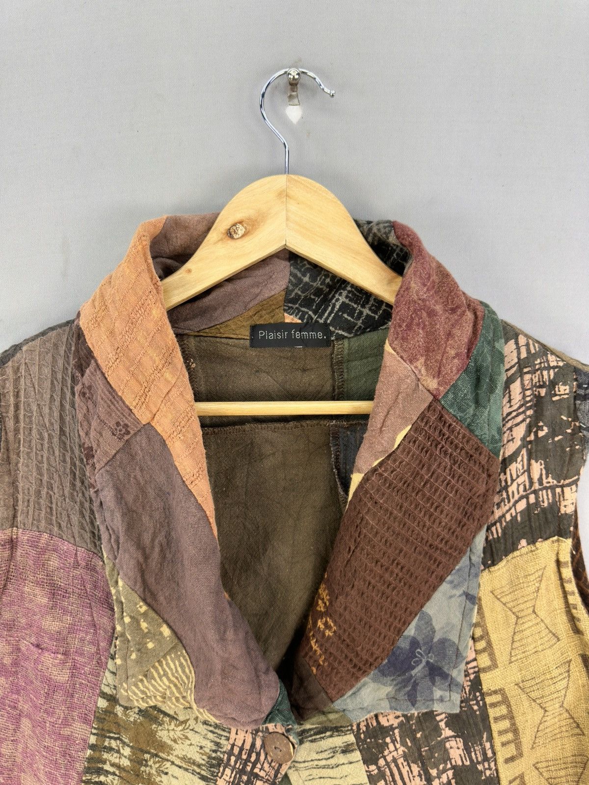 Japanese Brand Plaisir Femme Avant Garde Patchwork Vest Size L / US 10 / IT 46 - 7 Thumbnail