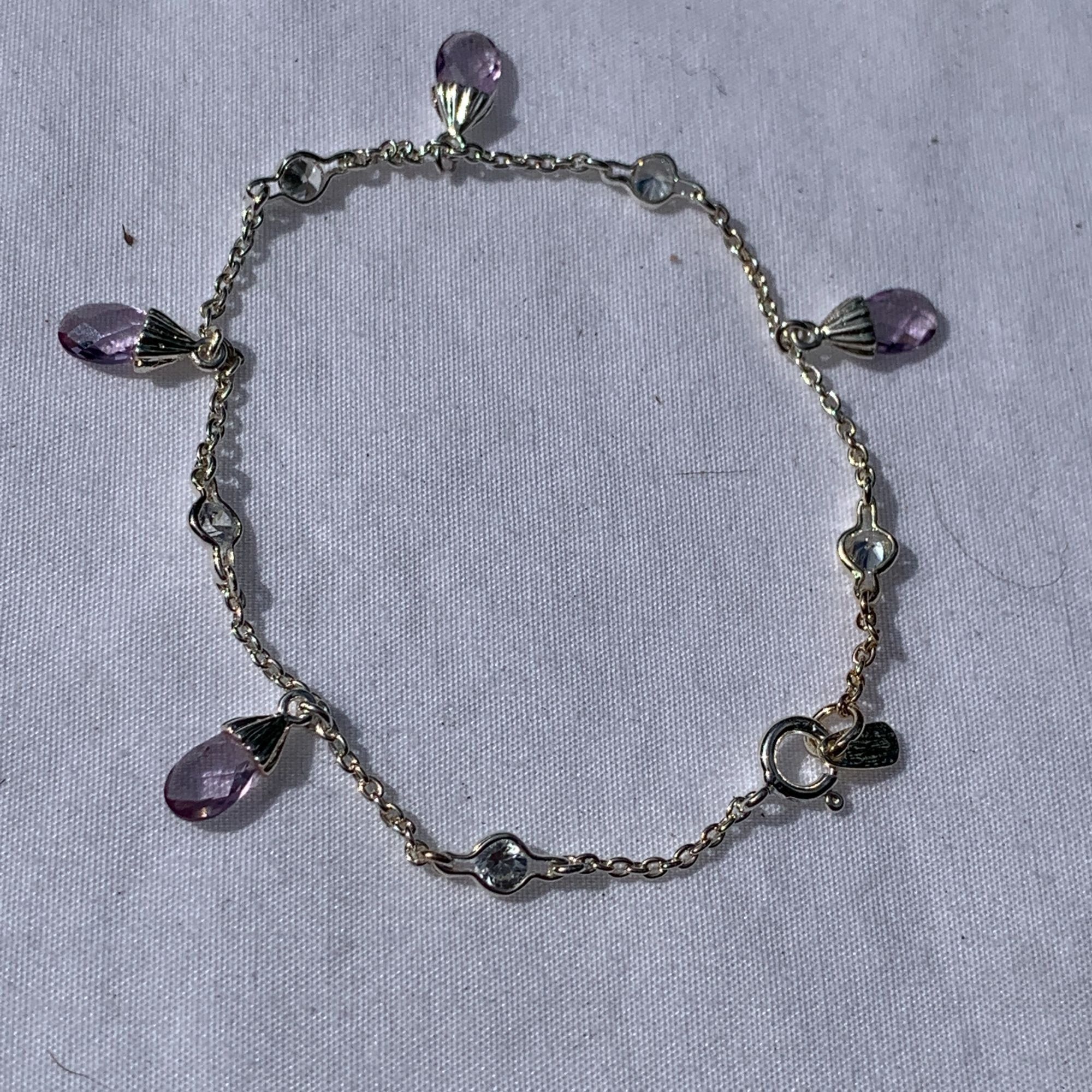 Designer Women's Small Charm Bracelet with Purple and Cubic Zirconia Size ONE SIZE - 11 Thumbnail