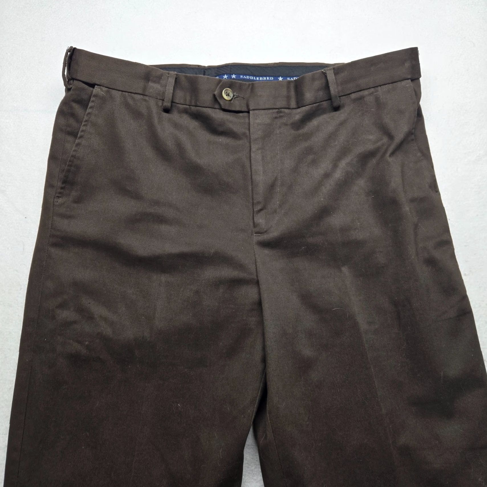 Vintage Saddlebred Pants BROWN Khakis Flat Front Chinos Adult Men's Size 38 x 30 Brown Chino Pants Mens Regular 38x30 Vintage? No Size US 38 / EU 54 - 2 Thumbnail
