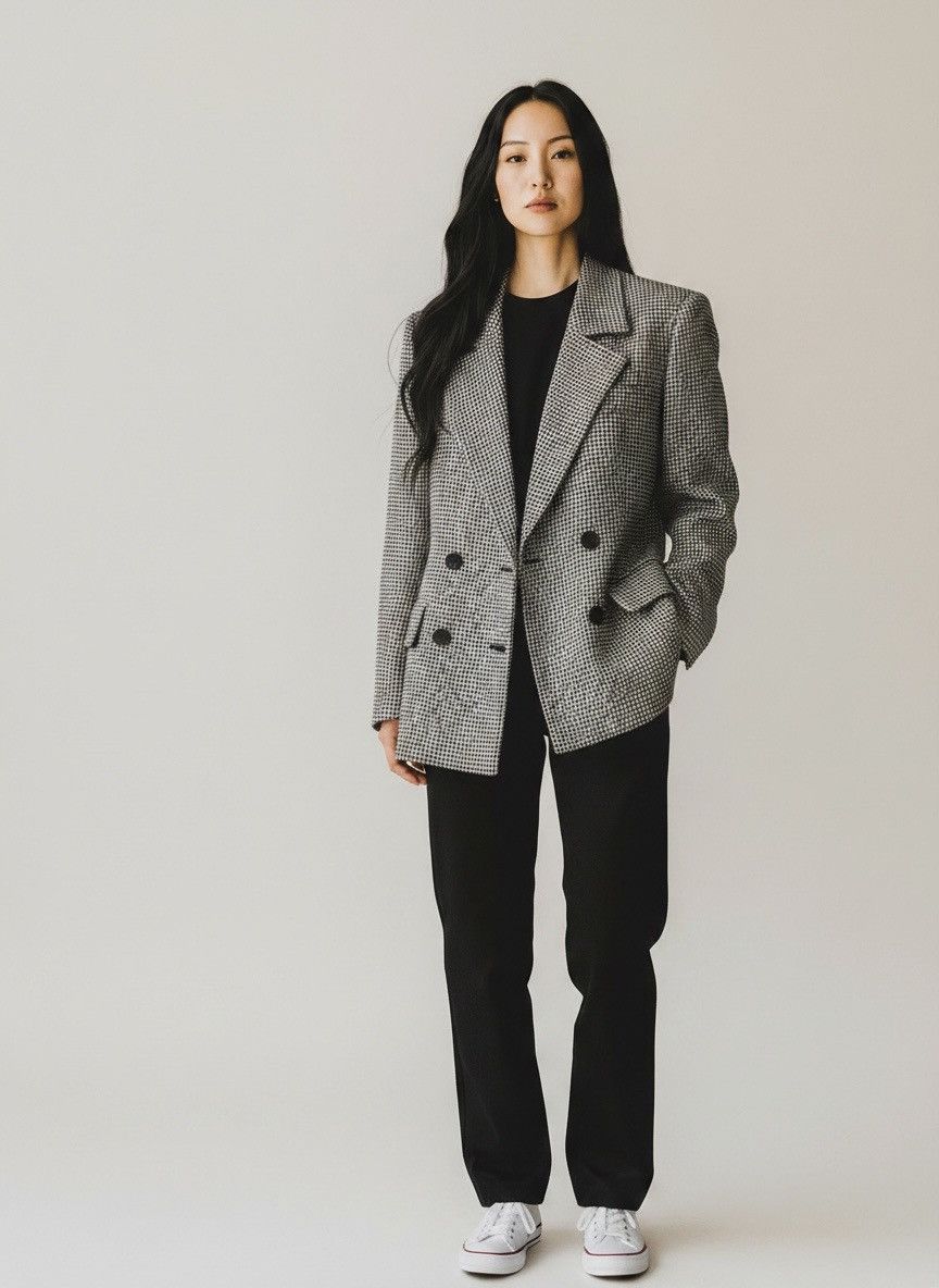 Yves Saint Laurent 🔥A/W 1980 YVES SAINT LAURENT WOMEN'S HOUNDSTOOTH JACKET Size M / US 6-8 / IT 42-44 - 2 Thumbnail