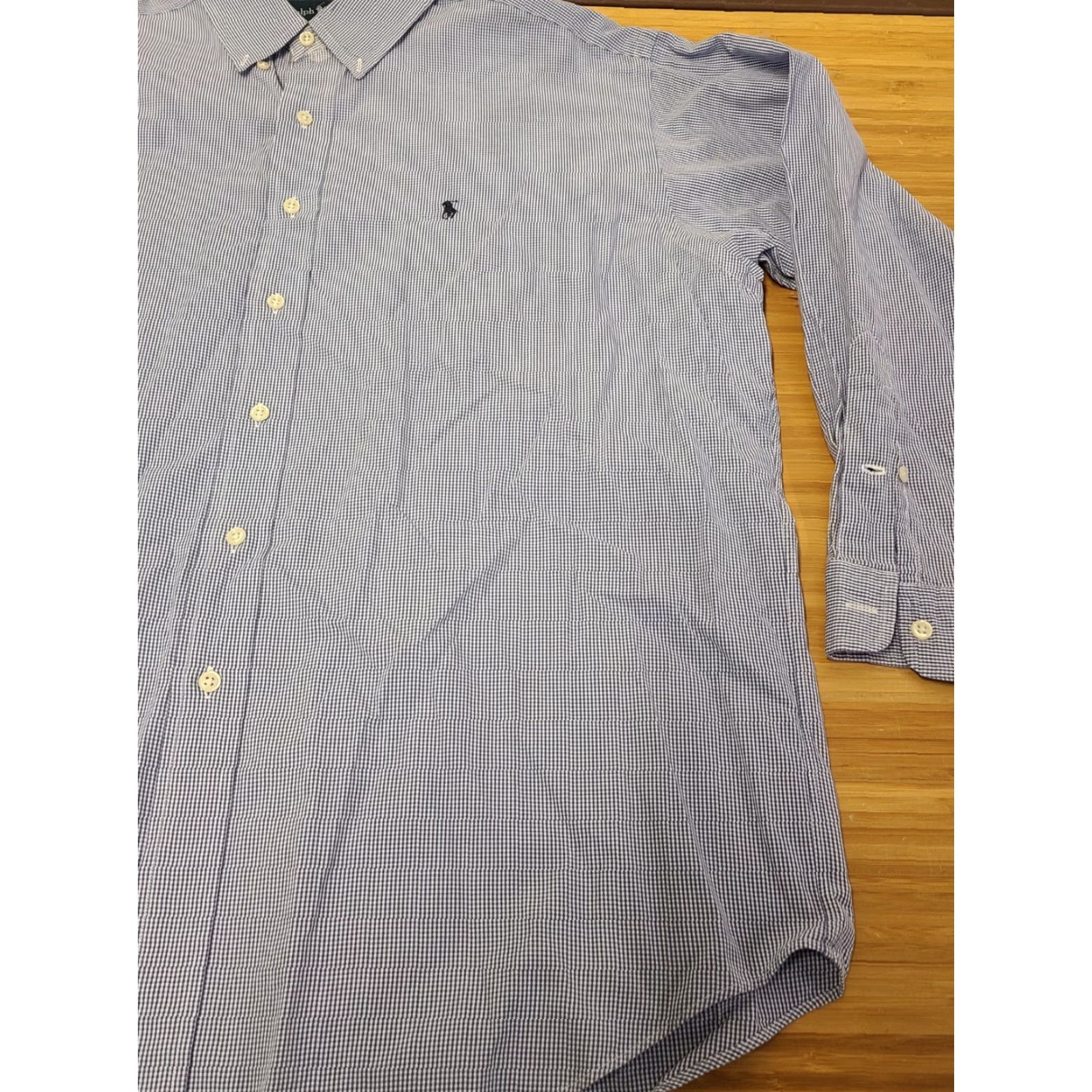 Polo Ralph Lauren Polo Ralph Lauren Shirt Men's Blue Squares L Long Sleeve Button-Down Collar Knit Cotton Embroidered Logo Classic Geometric All Seasons Size US L / EU 52-54 / 3 - 2 Thumbnail