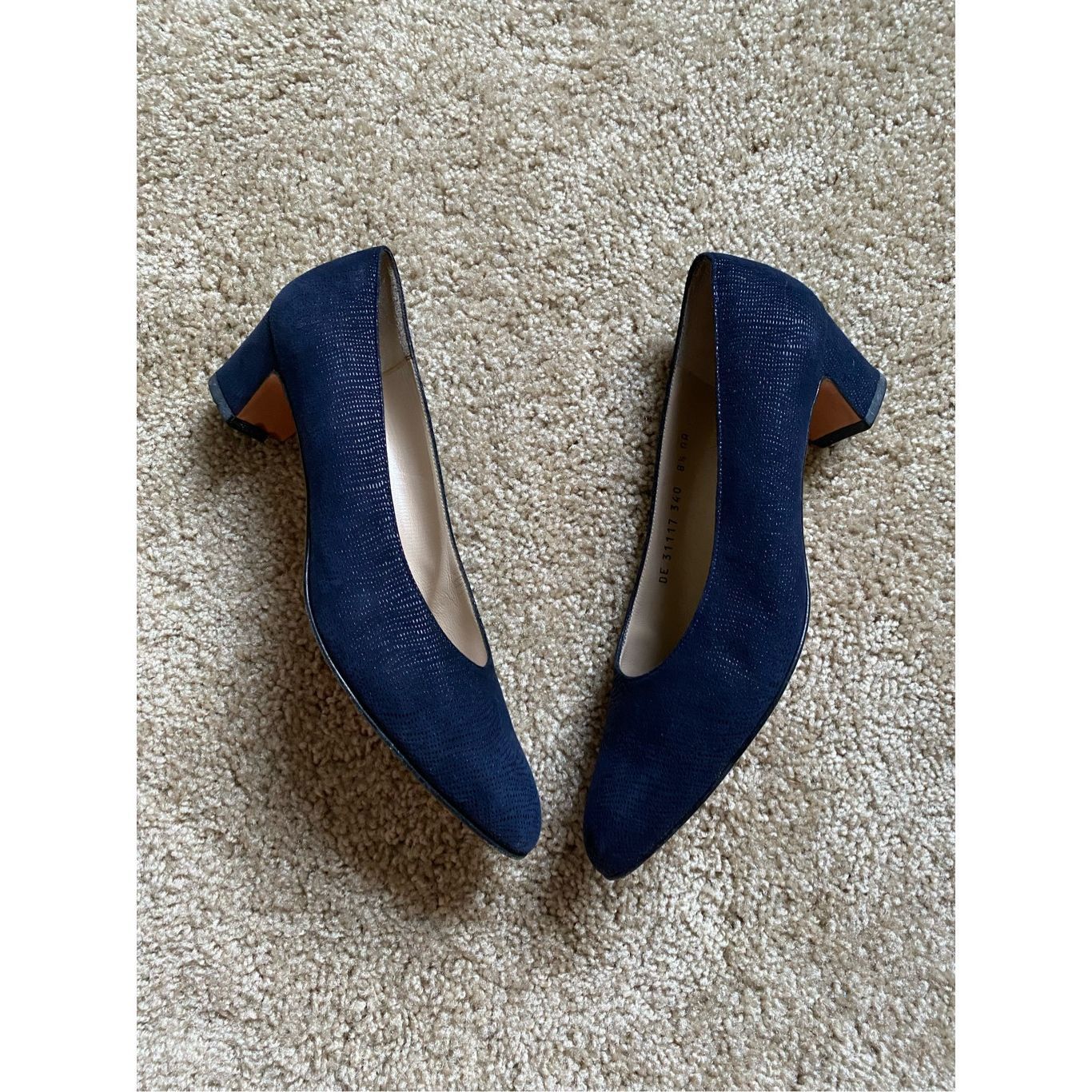 Salvatore Ferragamo Salvatore Ferragamo Vintage Navy Blue Pumps, Block Heels, Size 8.5 Size US 8.5 / IT 38.5 - 1 Thumbnail