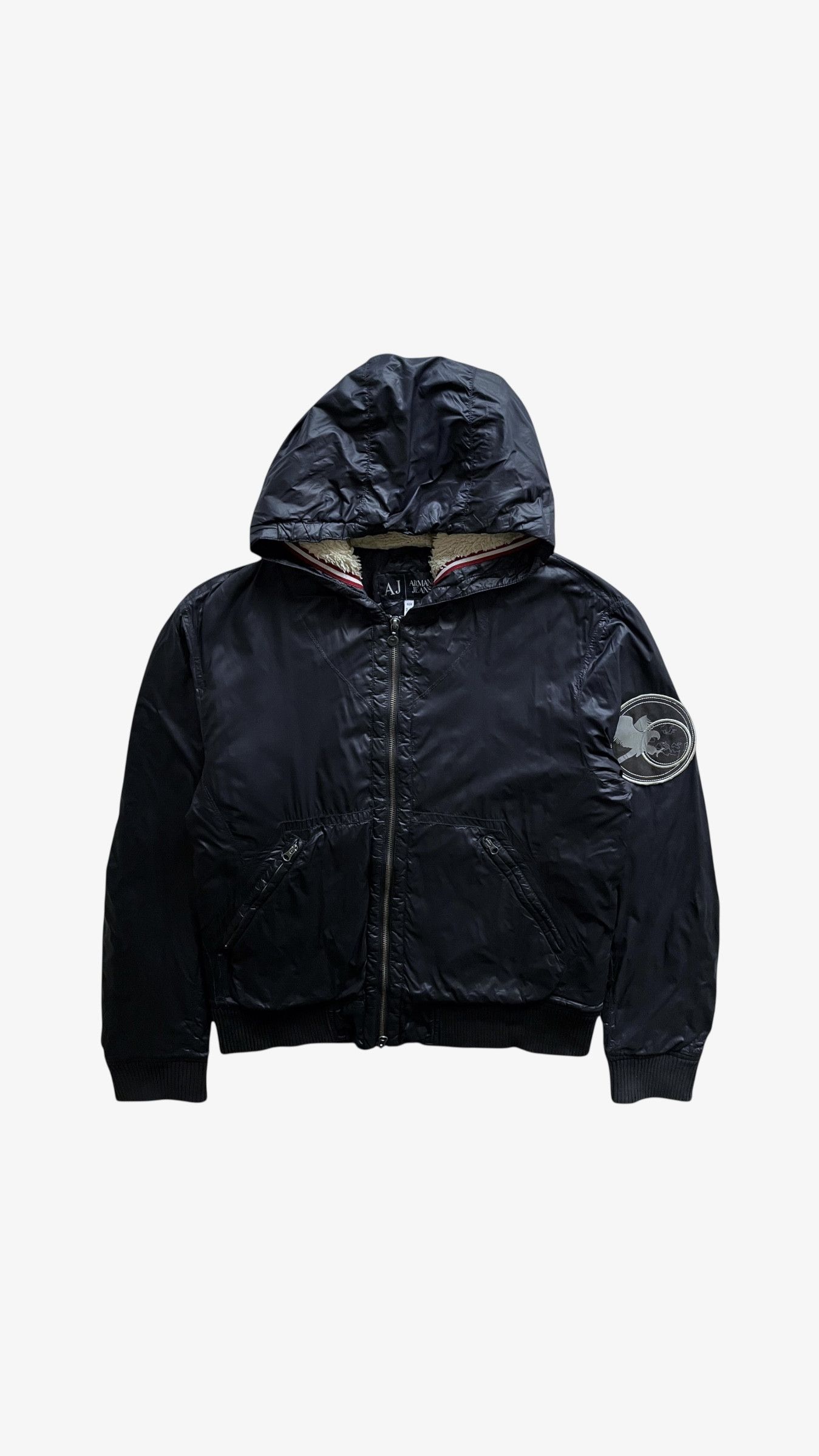Armani Vintage Y2K Men's Armani Jeans Navy Hooded Jacket Size US L / EU 52-54 / 3 - 1 Thumbnail