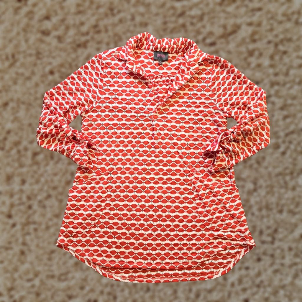 Vintage For Cynthia Top Womens L Orange Size Stretchy Pockets Tunic Beach Coverup Size L / US 10 / IT 46 - 1 Thumbnail