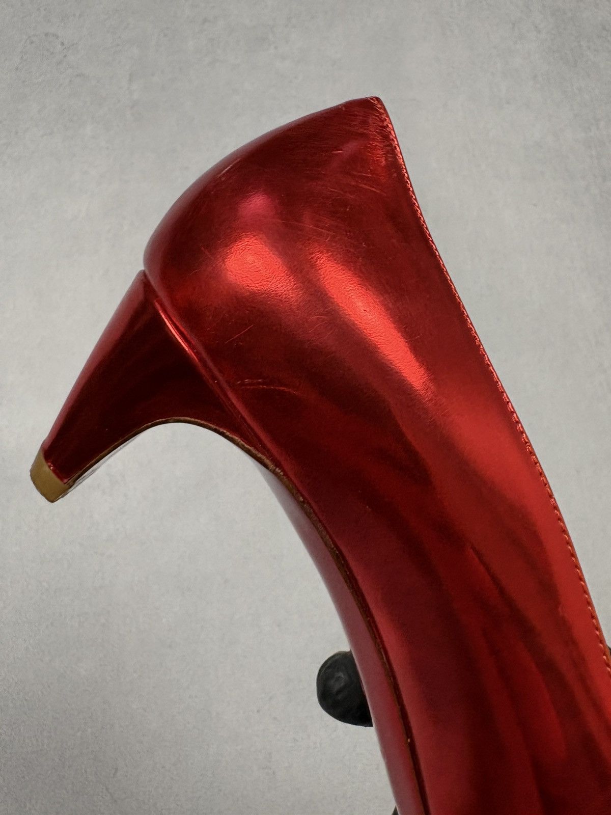 Christian Louboutin Christian Louboutin Red Metallic Peep Toe Heels Pumps Shoes Size US 9.5 / IT 39.5 - 9 Thumbnail