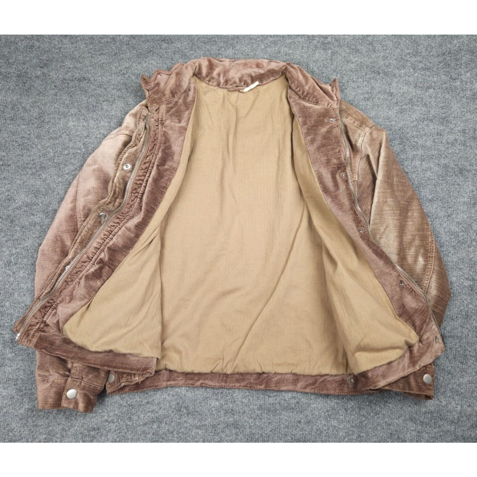 Free People Free People Velvet Jacket Women's L Brown Snap Lined Cotton Oversized Pockets Size L / US 10 / IT 46 - 6 Thumbnail