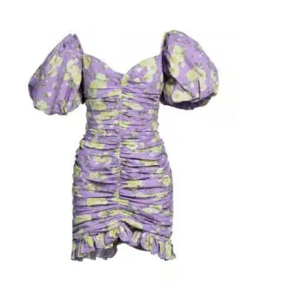 Designer Giuseppe Di Morabito Floral Print Puff Sleeve Mini Dress Size S / US 4 / IT 40 - 3 Thumbnail