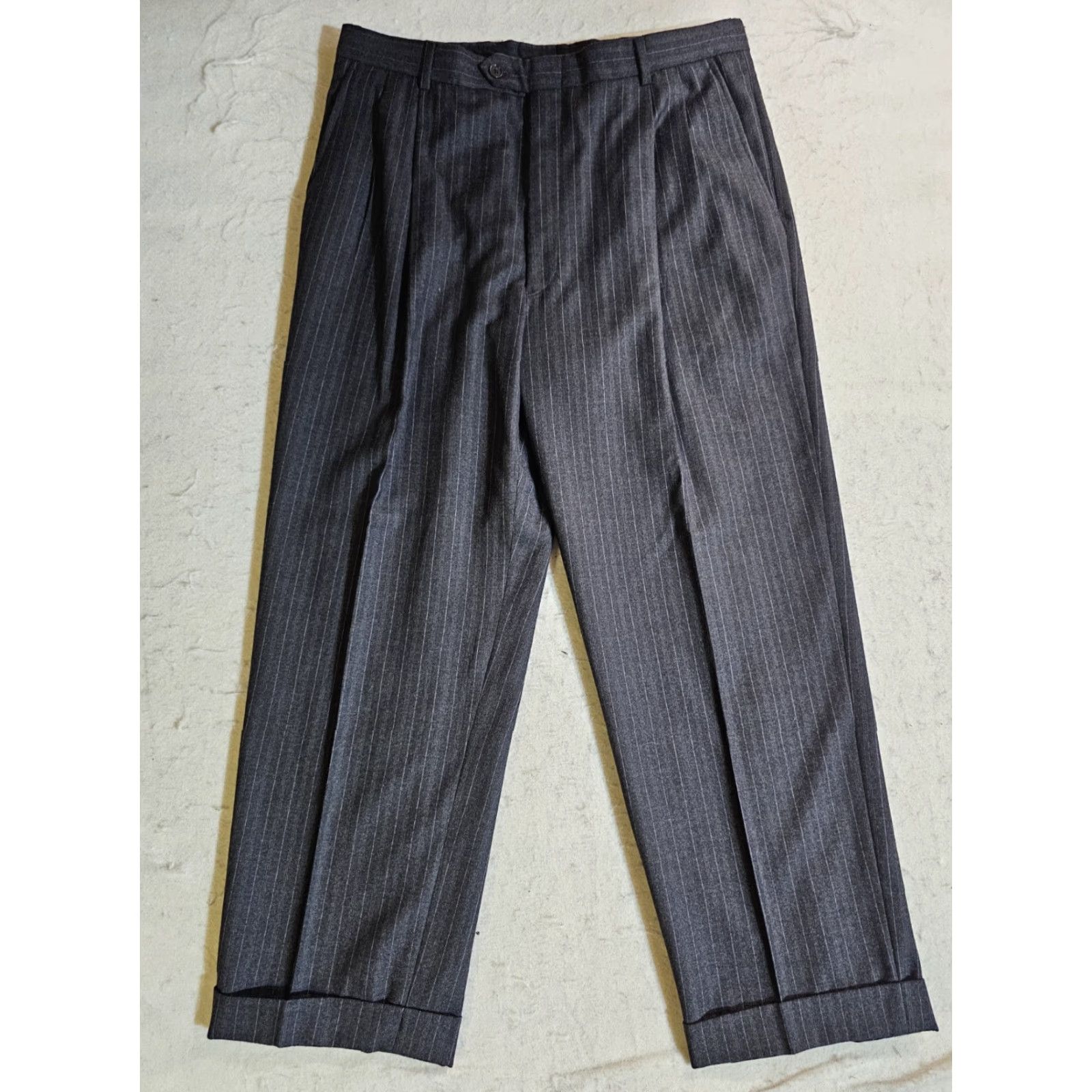 Hart Schaffner Marx VINTAGE Hart Schaffner Marx 1887 Collection Pin Striped 2 Pc Suit Sz 42 R 34x30 Charcoal Gray Wool Size 42R - 2 Thumbnail