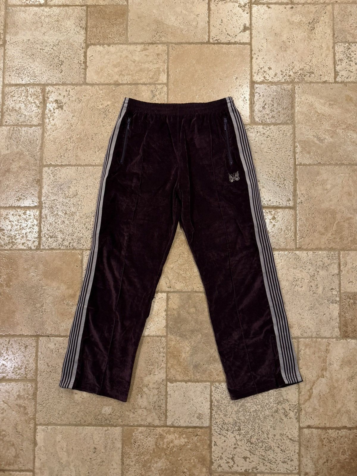 Needles Needles Velour Velvet Burgandy Red Striped Track Pants Size US 34 / EU 50 - 5 Thumbnail