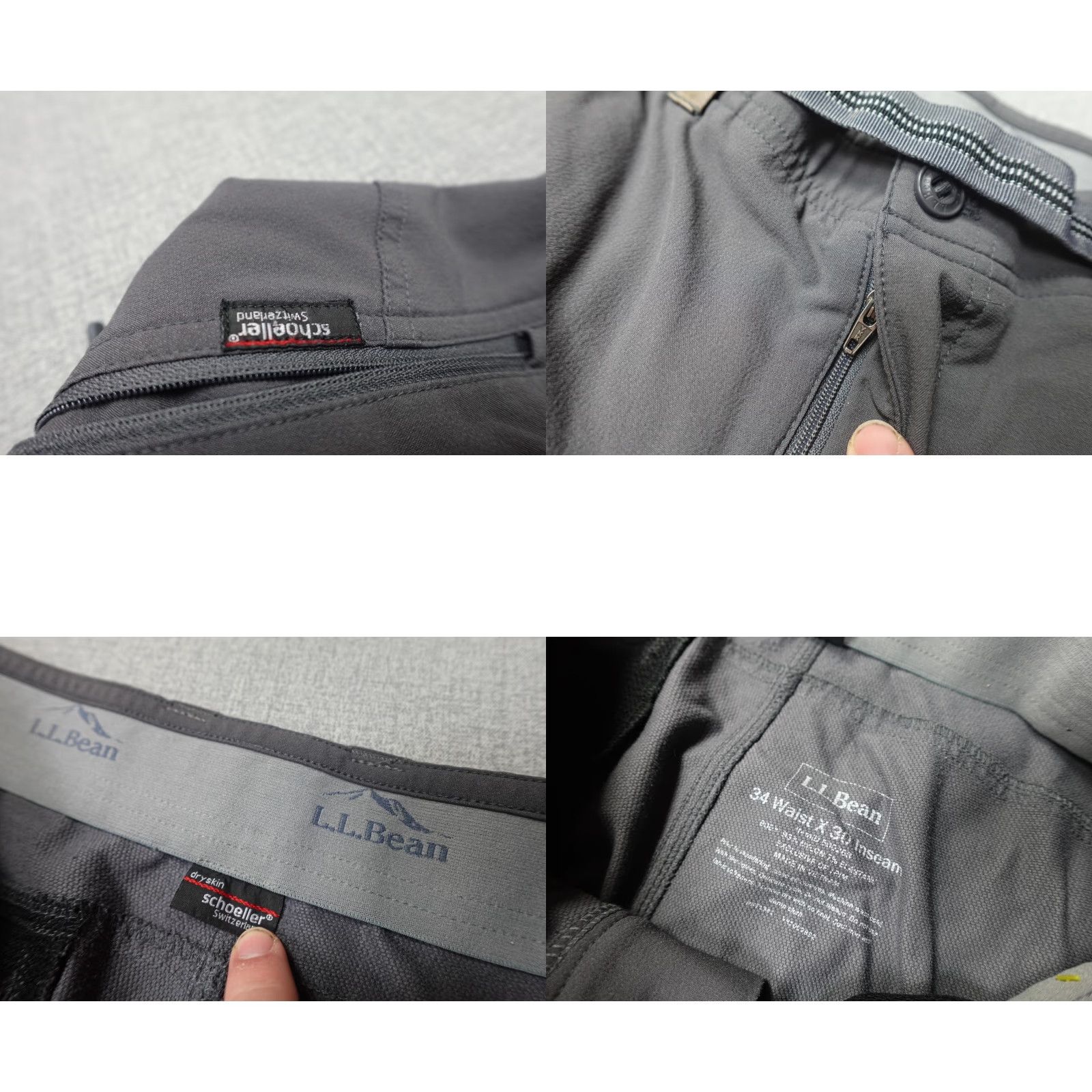 Vintage L.L.Bean Pants Mens 34x30 Gray Softshell Hiking Schoeller Dryskin Belted Stretch Size US 34 / EU 50 - 8 Thumbnail