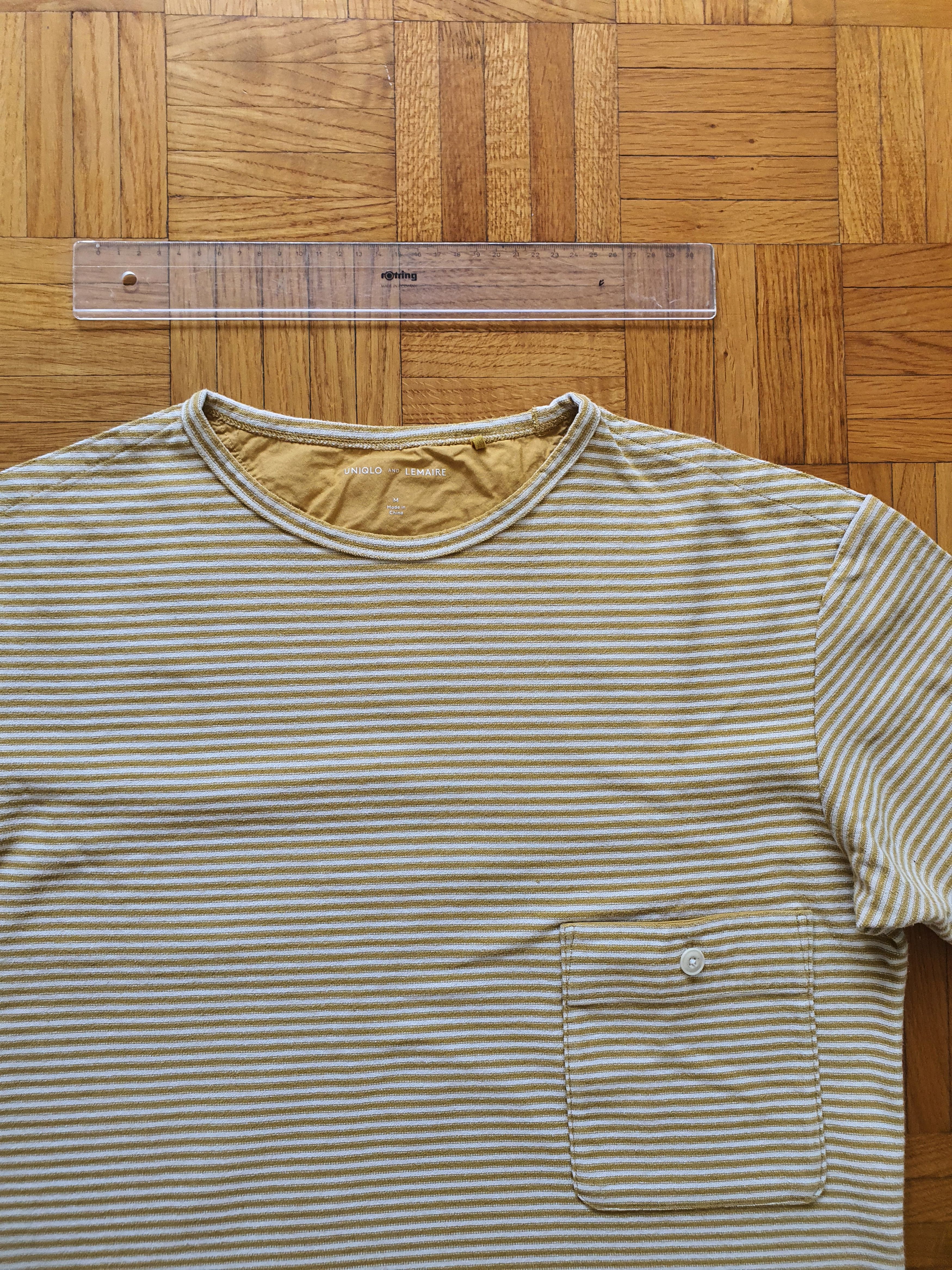 Lemaire × Uniqlo Striped T-Shirt w Chest Pocket - Mustard - Sz M Size US M / EU 48-50 / 2 - 3 Thumbnail