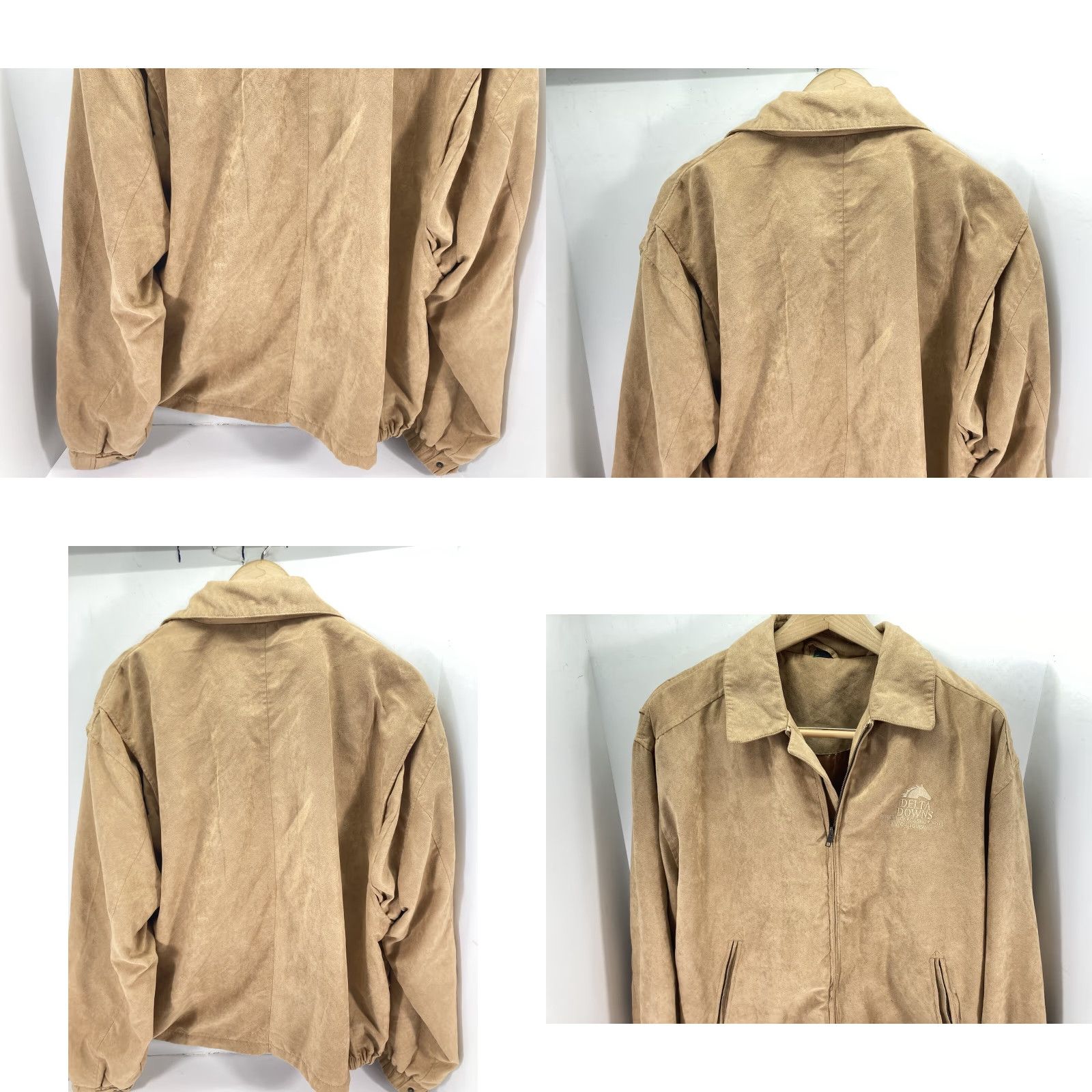 Delta Delta Downs Racetrack Jacket Men XL Beige Full Zip Microfiber Horse Racing VTG Size US XL / EU 56 / 4 - 8 Thumbnail