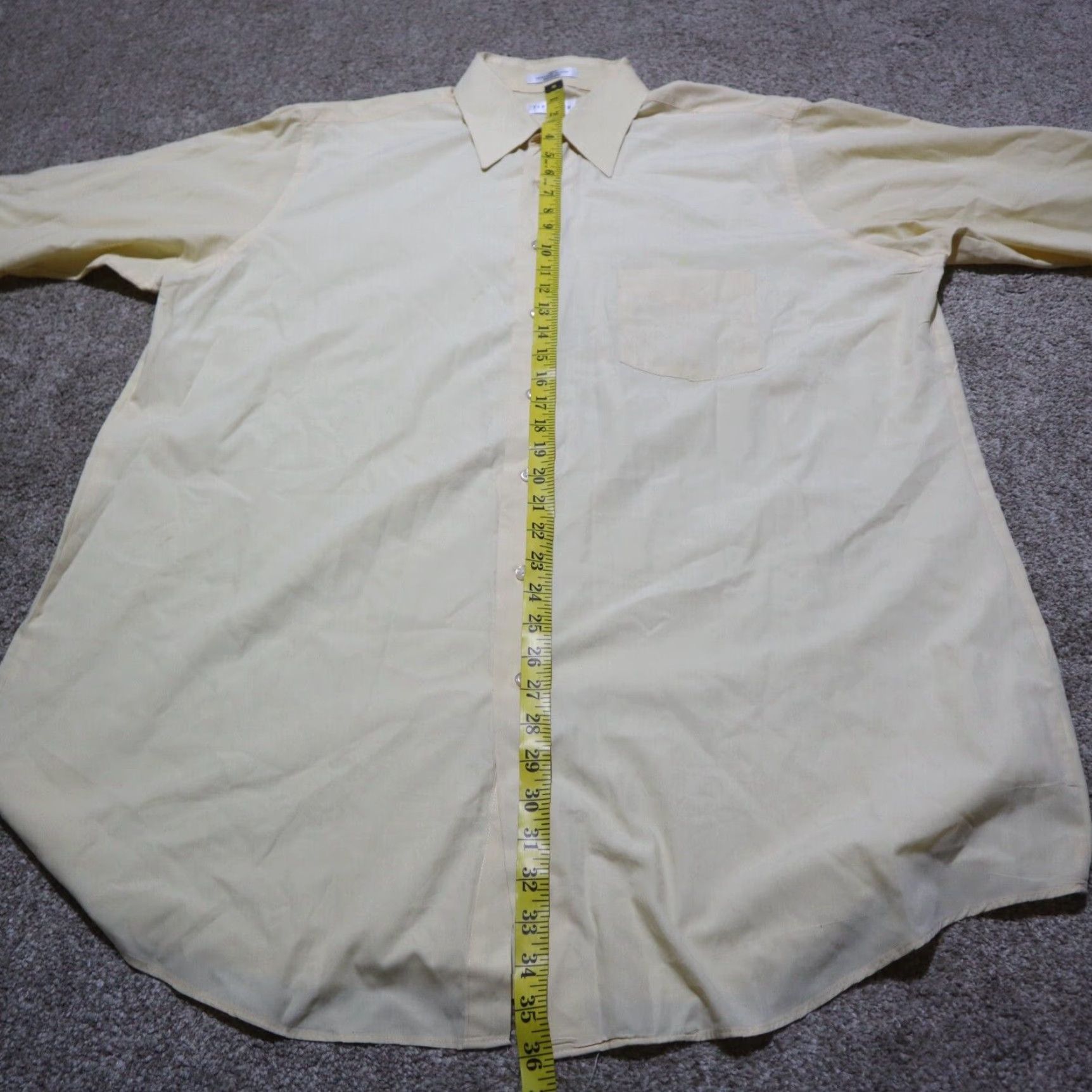 Van Heusen Van Heusen Dress Shirt Mens Size 18 Tan Regular Fit Wrinkle Free Button Up Solid Size 48R - 6 Thumbnail