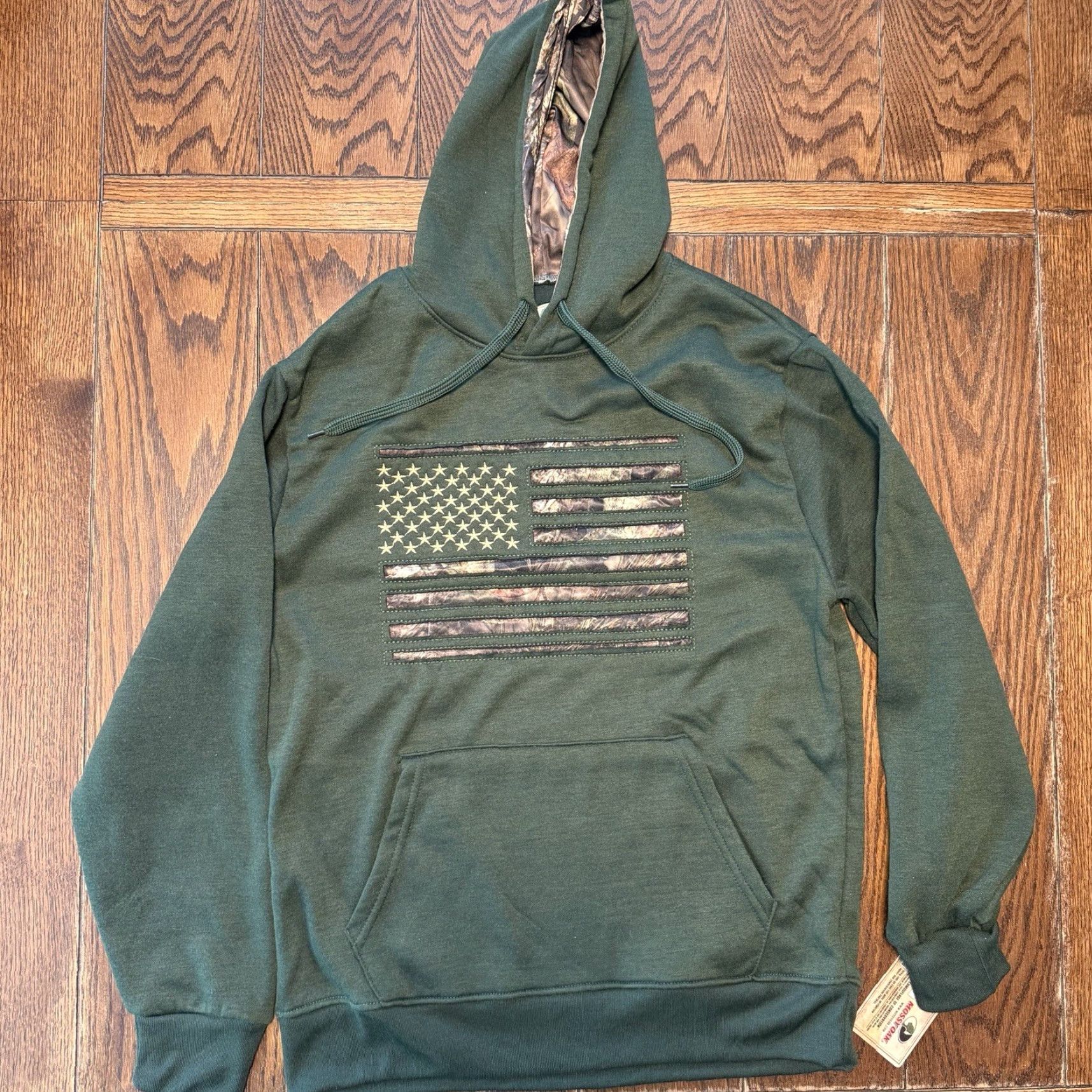 Vintage Mossy Oak Hoodie Mens Medium Green Camo Flag Pullover Hooded Sweatshirt Outdoors Size US M / EU 48-50 / 2 - 2 Thumbnail