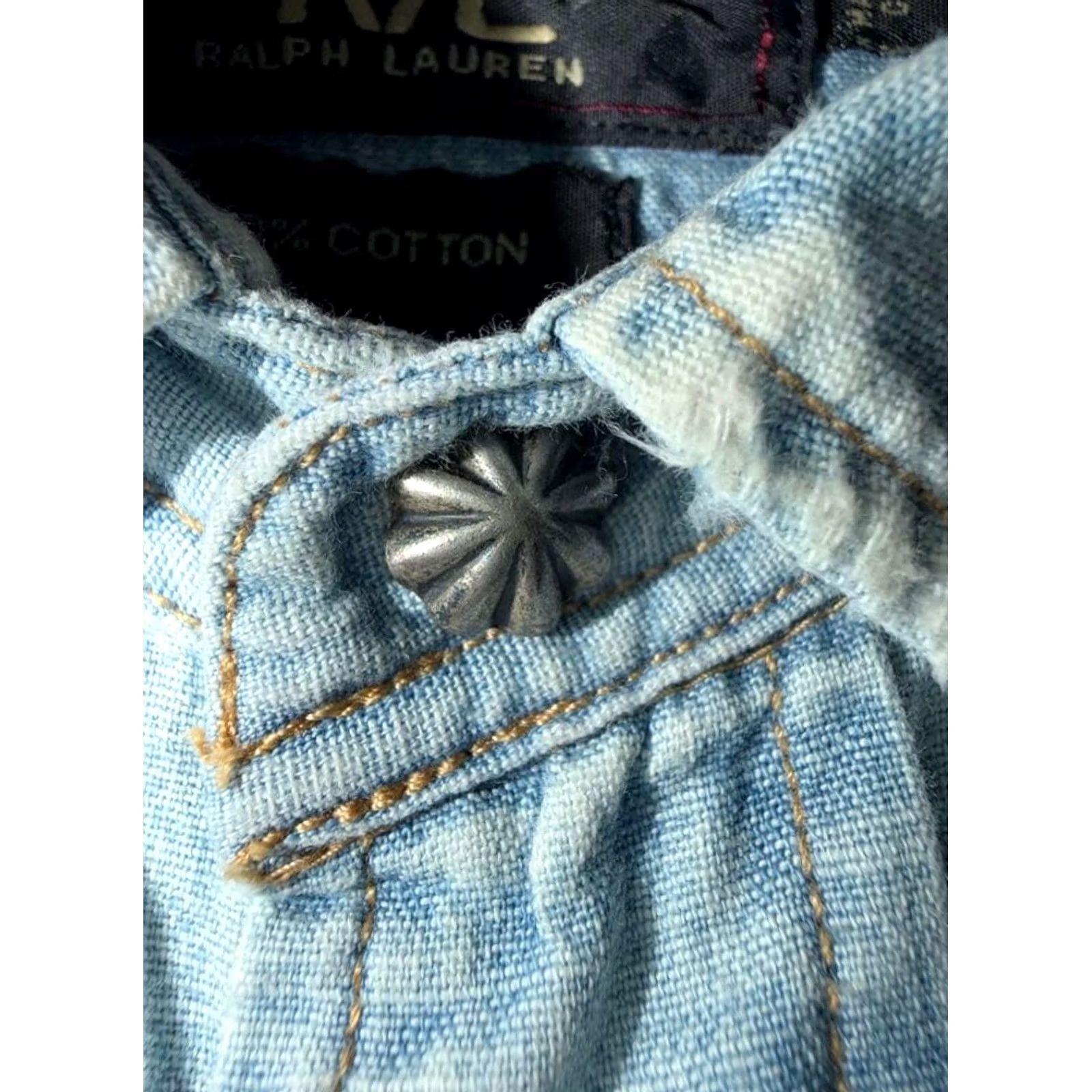 Ralph Lauren RRL RALPH LAUREN DENIM WESTERN SHIRT CONCHO BUTTON MEN Light Blue Size S Used Regular Fit Long Sleeve Cotton Button-Up Shirt Men Size US S / EU 44-46 / 1 - 3 Thumbnail