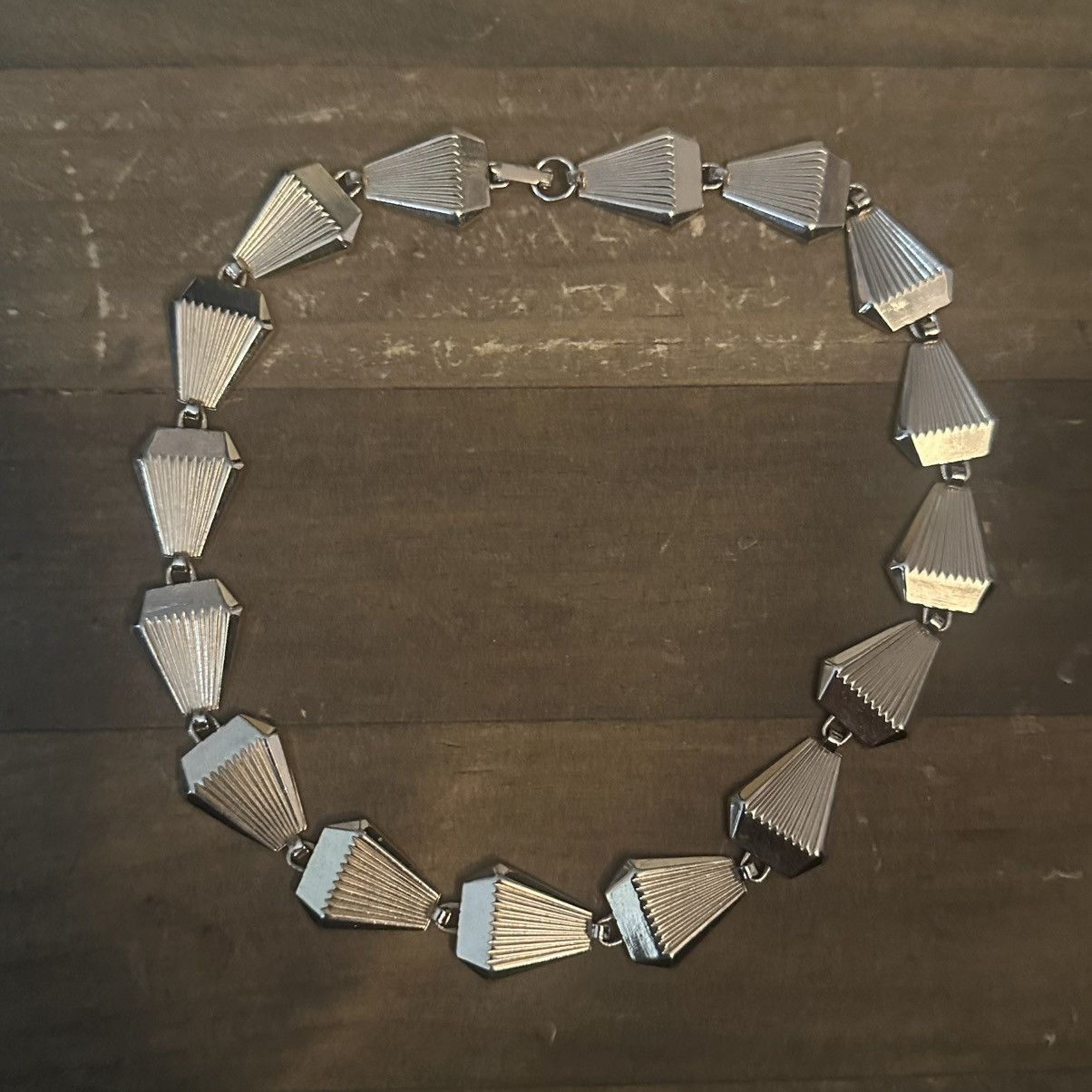 Vintage Vintage gold tone fluted pyramid link choker necklace Size ONE SIZE - 2 Thumbnail