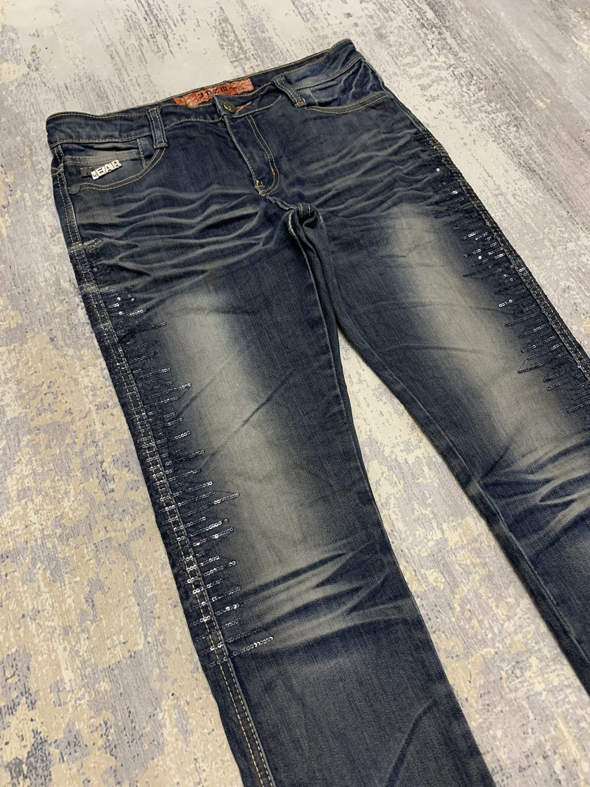 If Six Was Nine × Le Grande Bleu (L.G.B.) × Tornado Mart Japanese Brand JDZM Tornado Mart Style Lace Jeans 30x32 Size 30" / US 8 / IT 44 - 2 Thumbnail