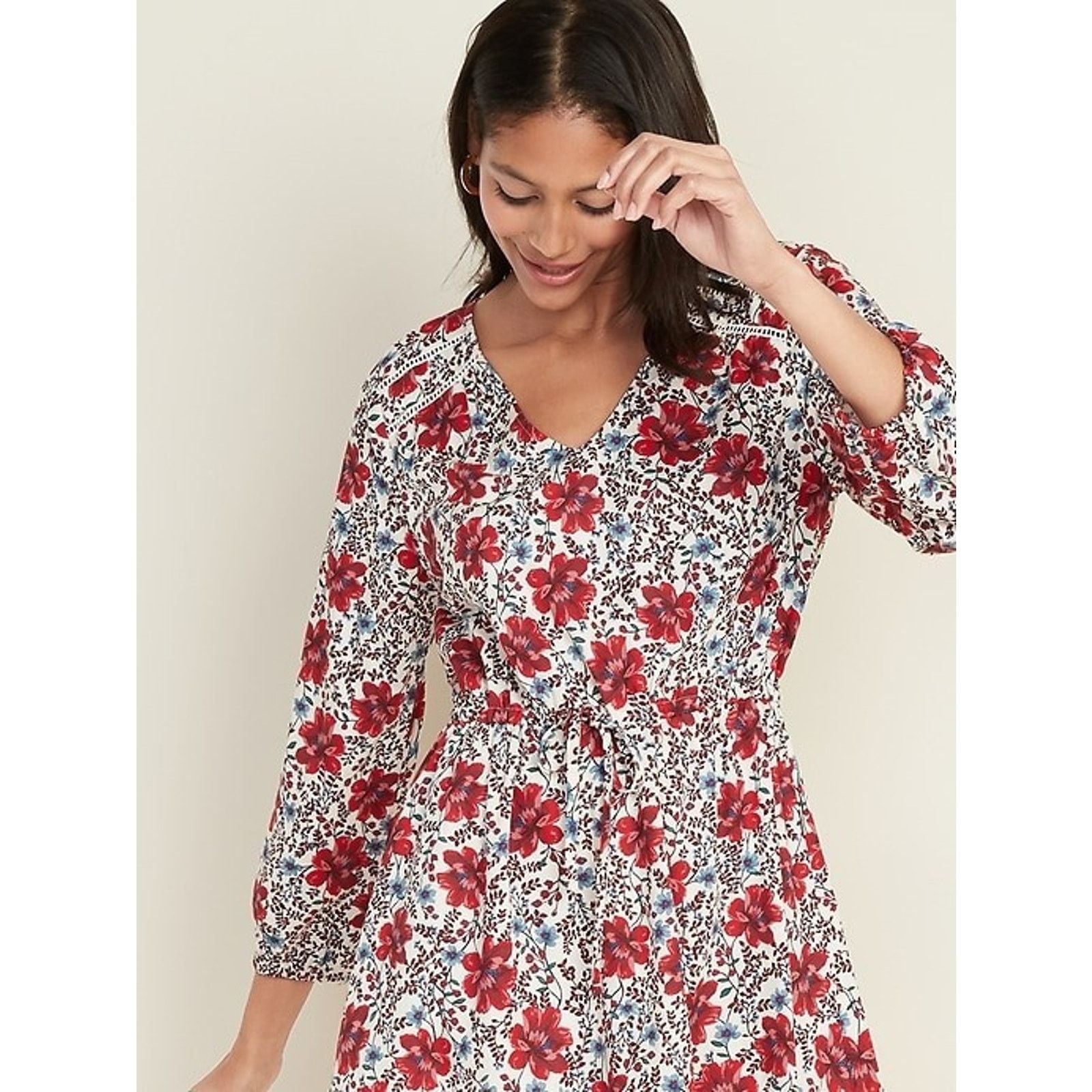 Old Navy Old Navy Waist-Defined Floral V-Neck Dress Long Sleeve Size XL / US 12-14 / IT 48-50 - 4 Thumbnail