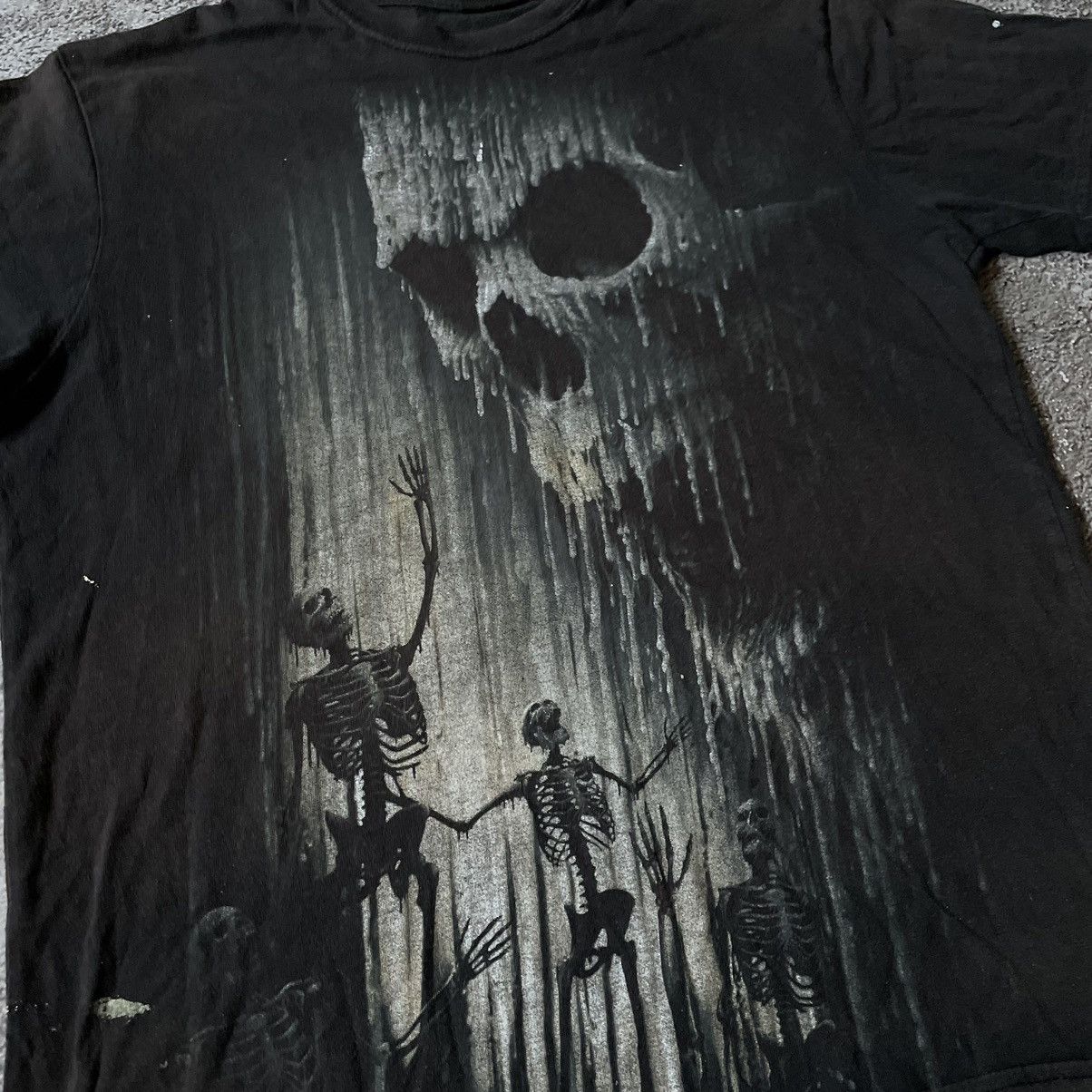 Vintage Vintage 00s Skeleton Graphic Tee Grunge Dark Horror Streetwe Size US M / EU 48-50 / 2 - 2 Thumbnail
