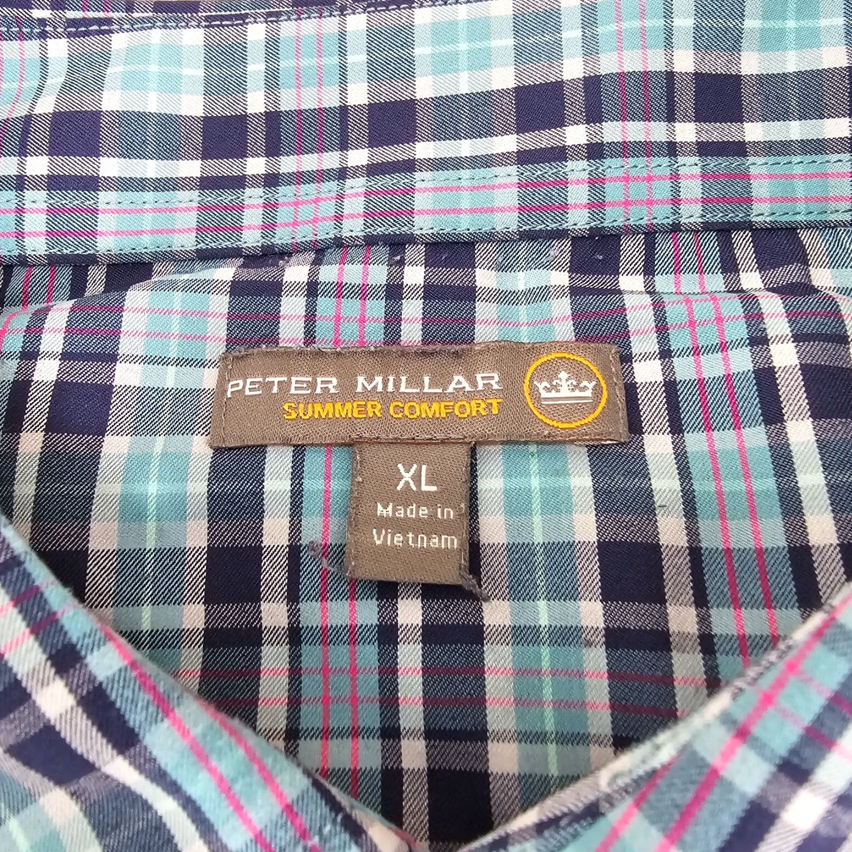 Peter Millar Peter Millar Shirt Mens XL Blue Check Button-Up Summer Comfort Size US XL / EU 56 / 4 - 4 Thumbnail