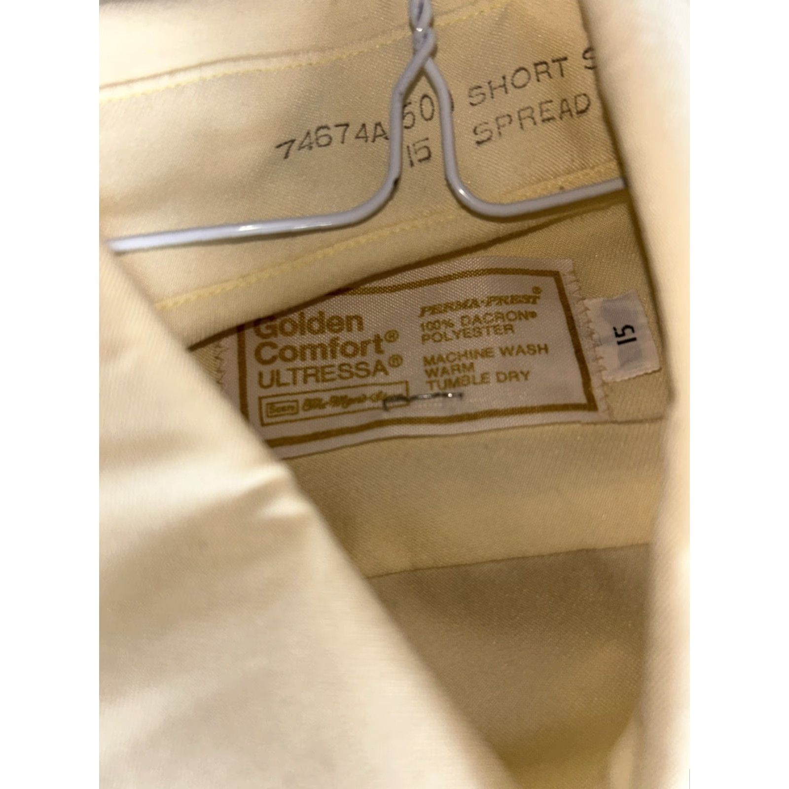 Sears Sears Mens Store Shirt Yellow Size 15 Solid Button-Up Collared Long Sleeve Regular Mens Size US M / EU 48-50 / 2 - 4 Thumbnail