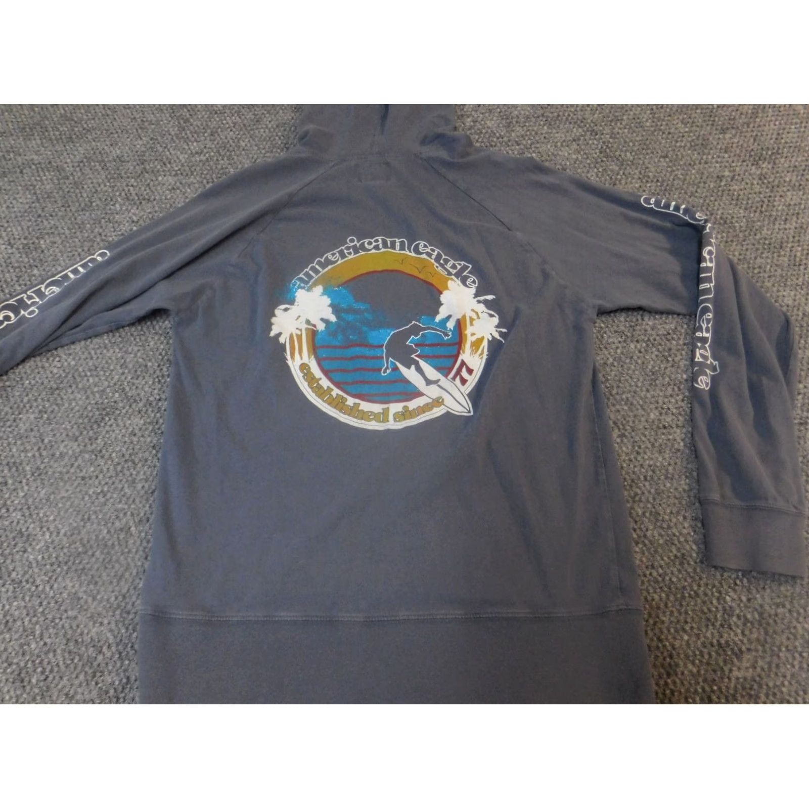 American Eagle Outfitters American Eagle Outfitters Hoodie Womens XS Pullover Lightweight Blue Mock Neck Zip Activewear Logo Pattern Solid Cross-Brand Pullover Size XS / US 0-2 / IT 36-38 - 5 Thumbnail