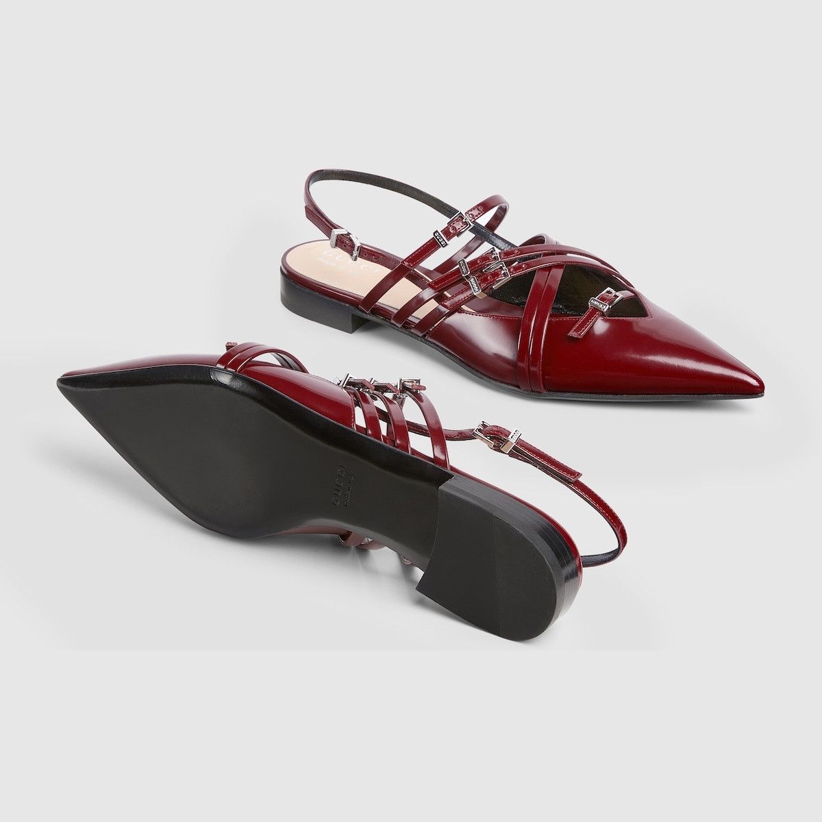 Gucci o1s1wg110325 Women's Strappy Ballet Flats Rosso Ancora Red Size US 8 / IT 38 - 6 Thumbnail