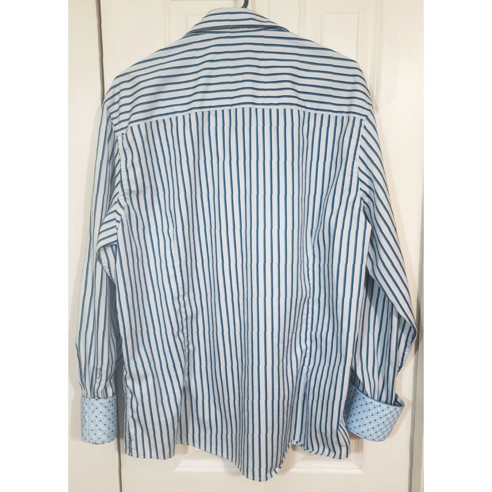 Vintage Mens House of Lords Striped Casual Shirt White Blue Premium Cotton XXL Shirt Mens 2XL Casual Button-Up Cotton White Blue Size US XXL / EU 58 / 5 - 2 Thumbnail