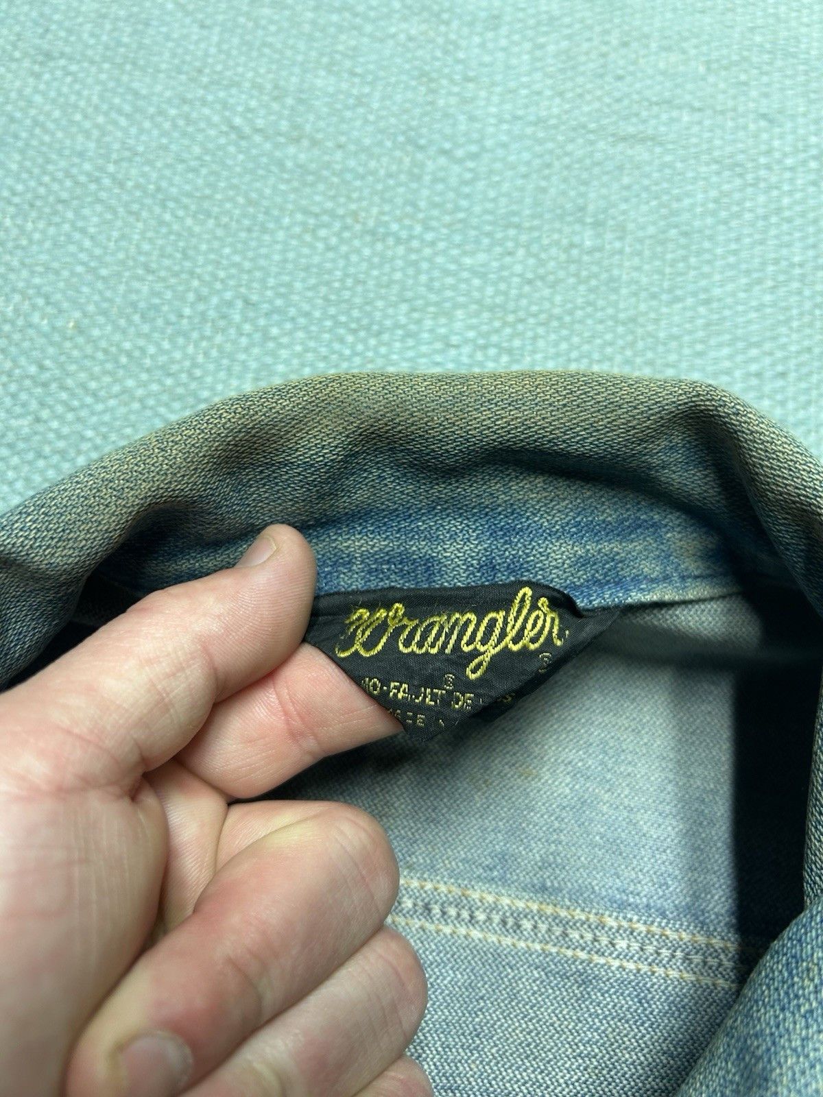 Vintage Vtg 70 wrangler no fault denim jacket farm faded workwear 42 Size US L / EU 52-54 / 3 - 7 Thumbnail