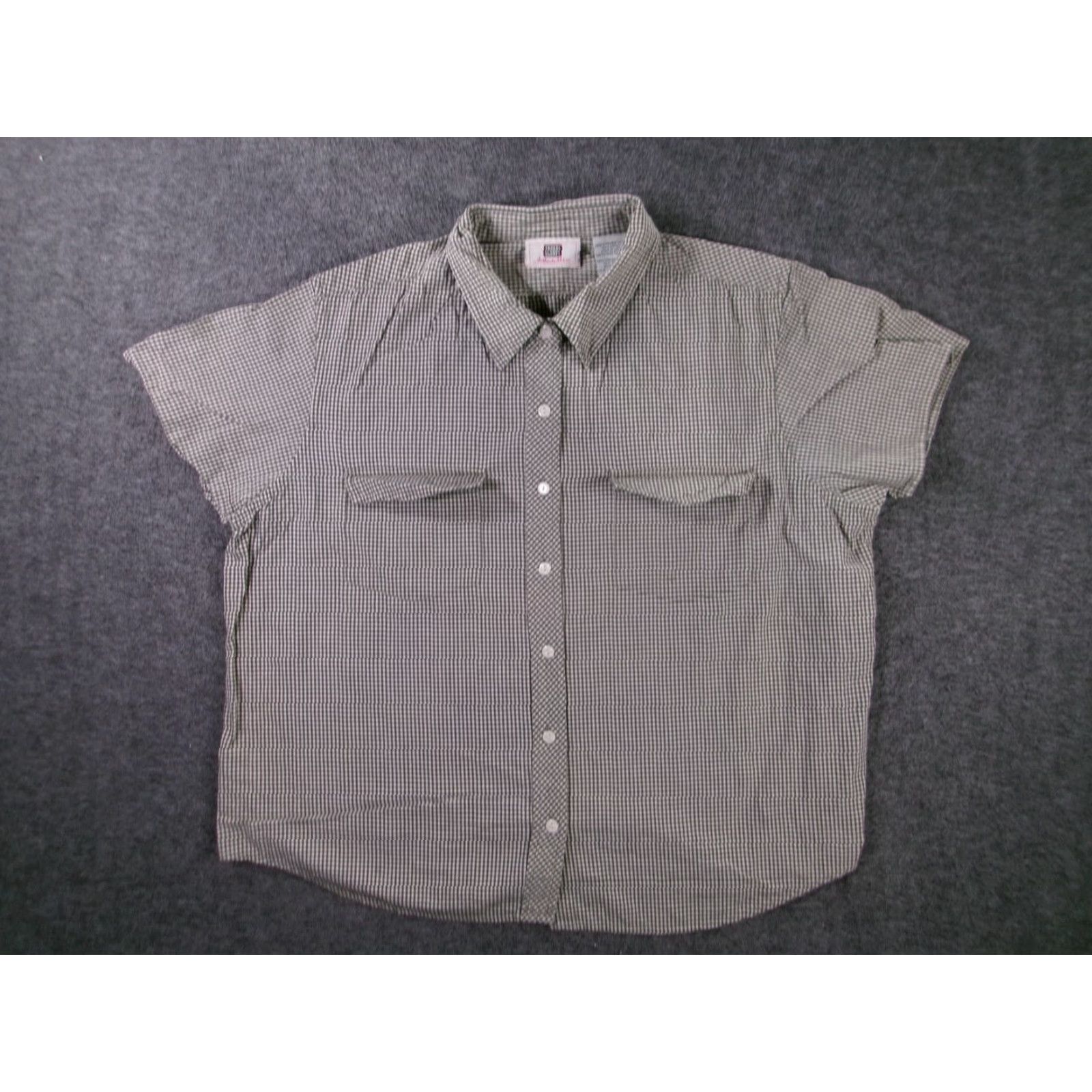 Faded Glory Faded Glory Shirt Womens XL Short Sleeve Button Up Gingham Green Cotton Relaxed Size XL / US 12-14 / IT 48-50 - 2 Thumbnail
