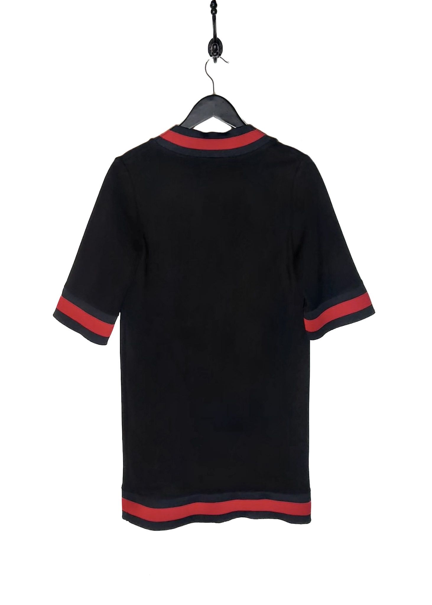 Gucci 2018 Black Sylvie Web Accent V-neck Shift Mini Dress