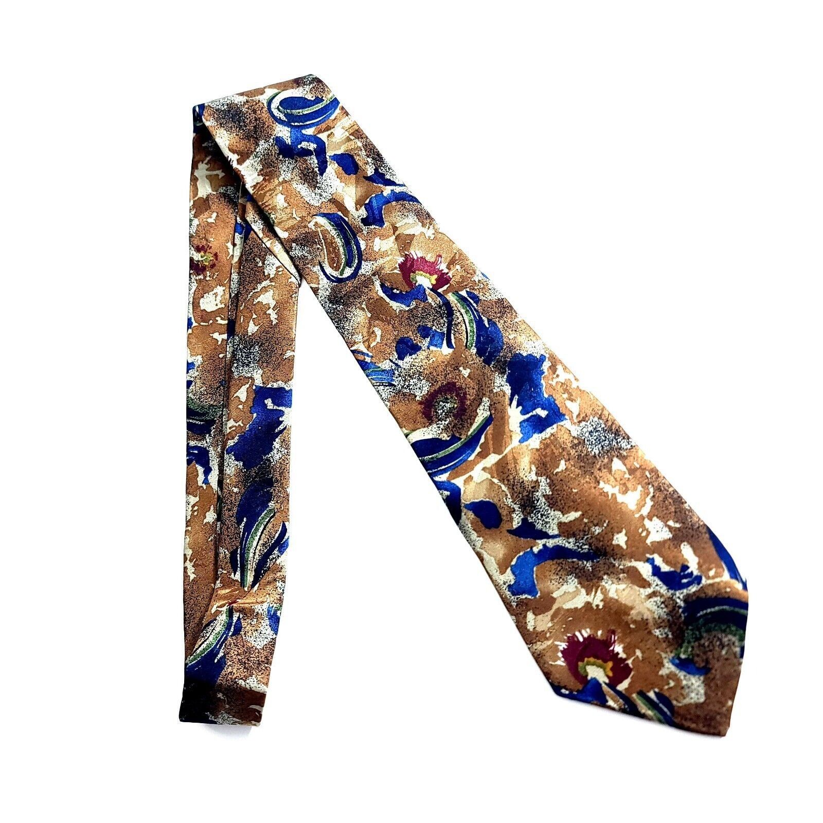 Designer Cezani Italy Brown Blue Abstract Floral Jacquard Print Short Size ONE SIZE - 6 Thumbnail