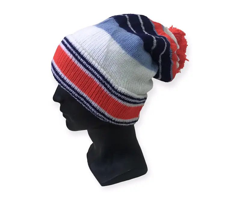 image of Stripe Design Beanie Hat, Men's