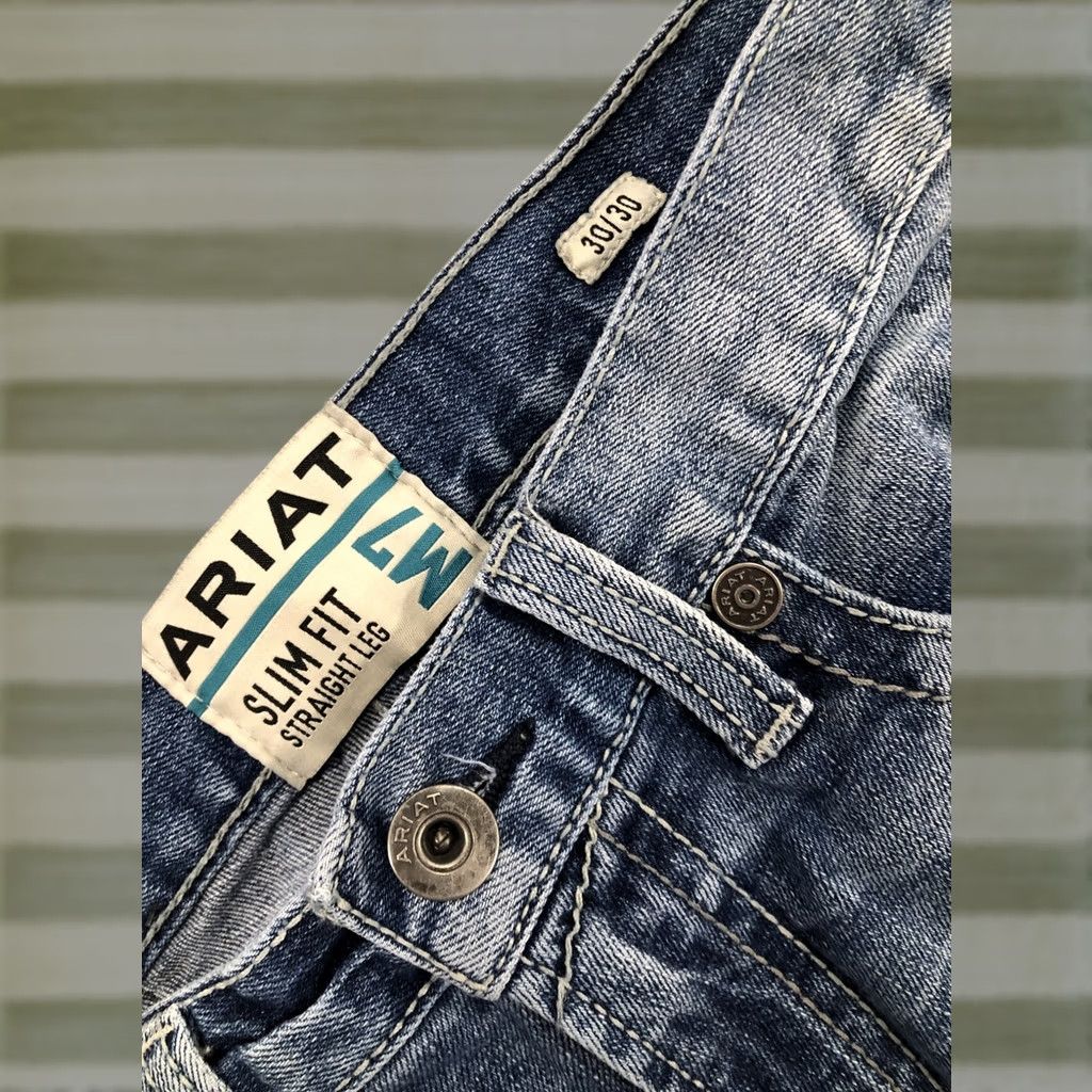 Ariat Ariat M7 Slim Fit Straight Leg Jeans Mens Size 30x29 Blue Denim Light Wash Size US 30 / EU 46 - 1 Thumbnail