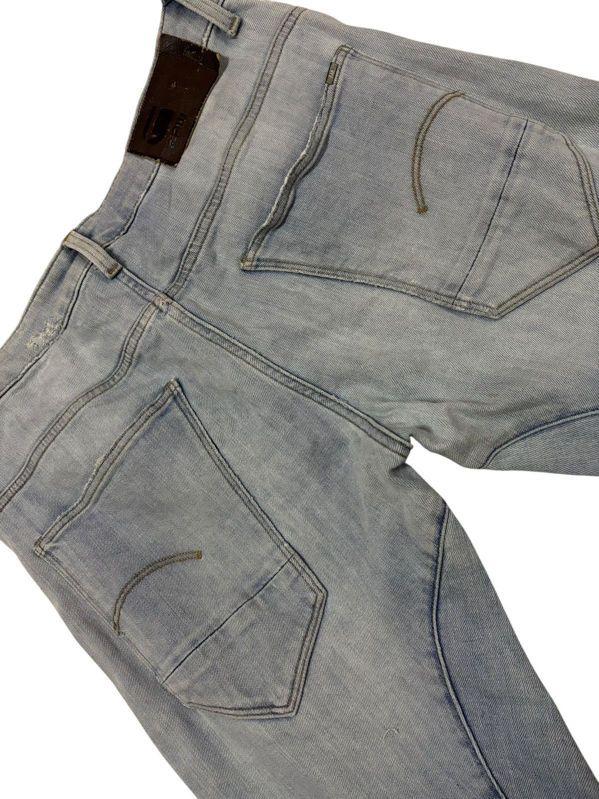 G-Star Vintage G-Star Raw Light Wash Distressed Curved Jeans Size US 34 / EU 50 - 5 Thumbnail