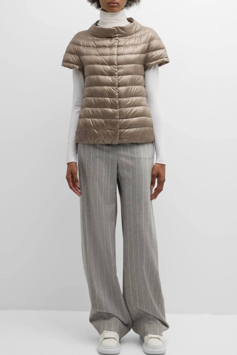 Herno Herno Emilia Cap Sleeve Quilted Gold Down Jacket Size L / US 10 / IT 46 - 5 Thumbnail