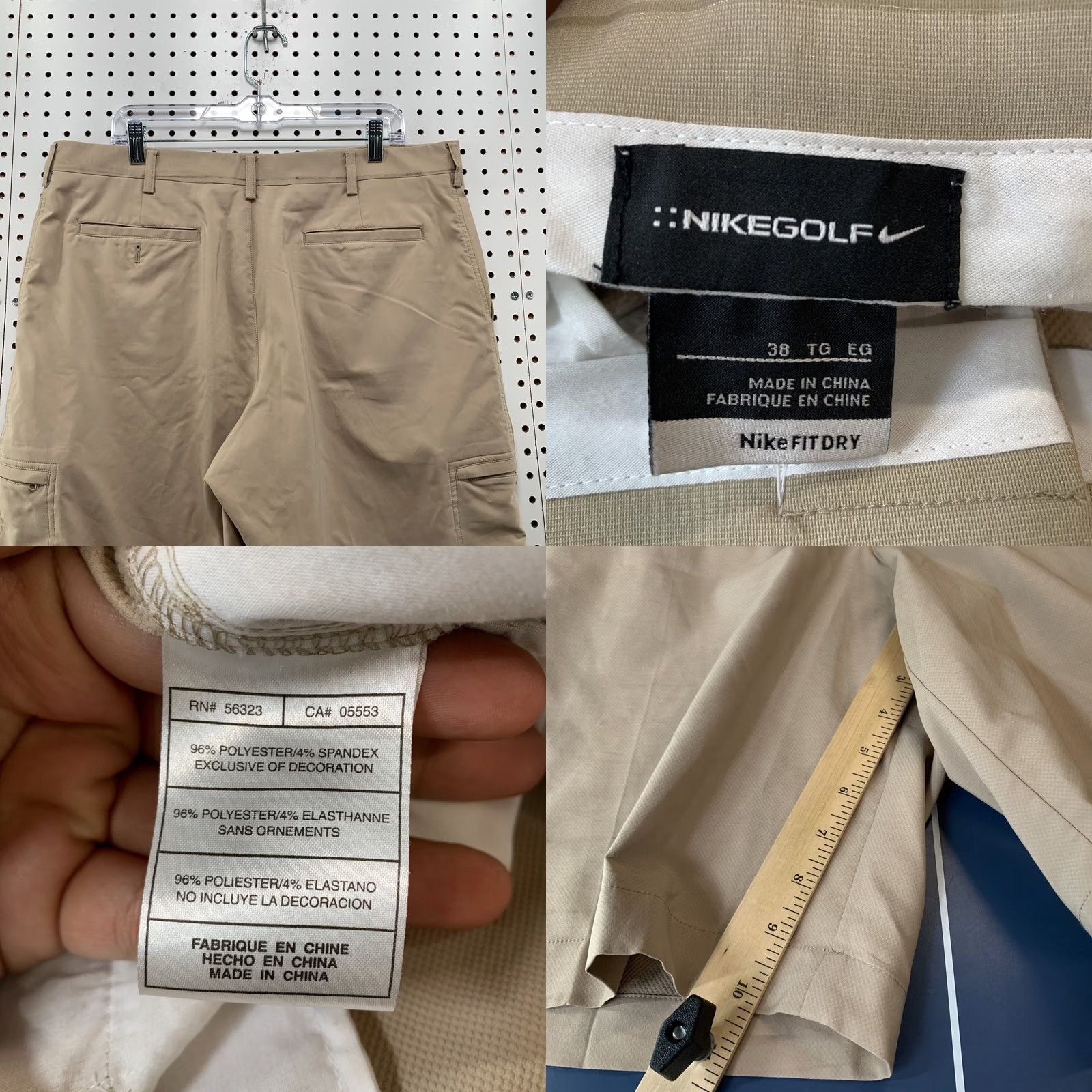 Nike Nike Shorts Mens 36x10 Brown Beige Khaki Casual FITS 36X10 Front Flat Front Chino Nike Mens Shorts Size US 36 / EU 52 - 9 Thumbnail
