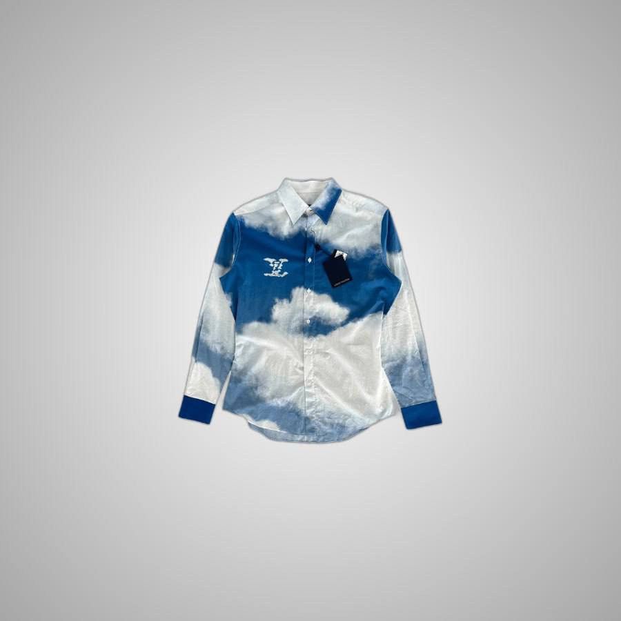 Louis Vuitton LOUIS VUITTON BLUE & WHITE CLOUD LOGO BUTTON UP SHIRT Size US L / EU 52-54 / 3 - 1 Thumbnail