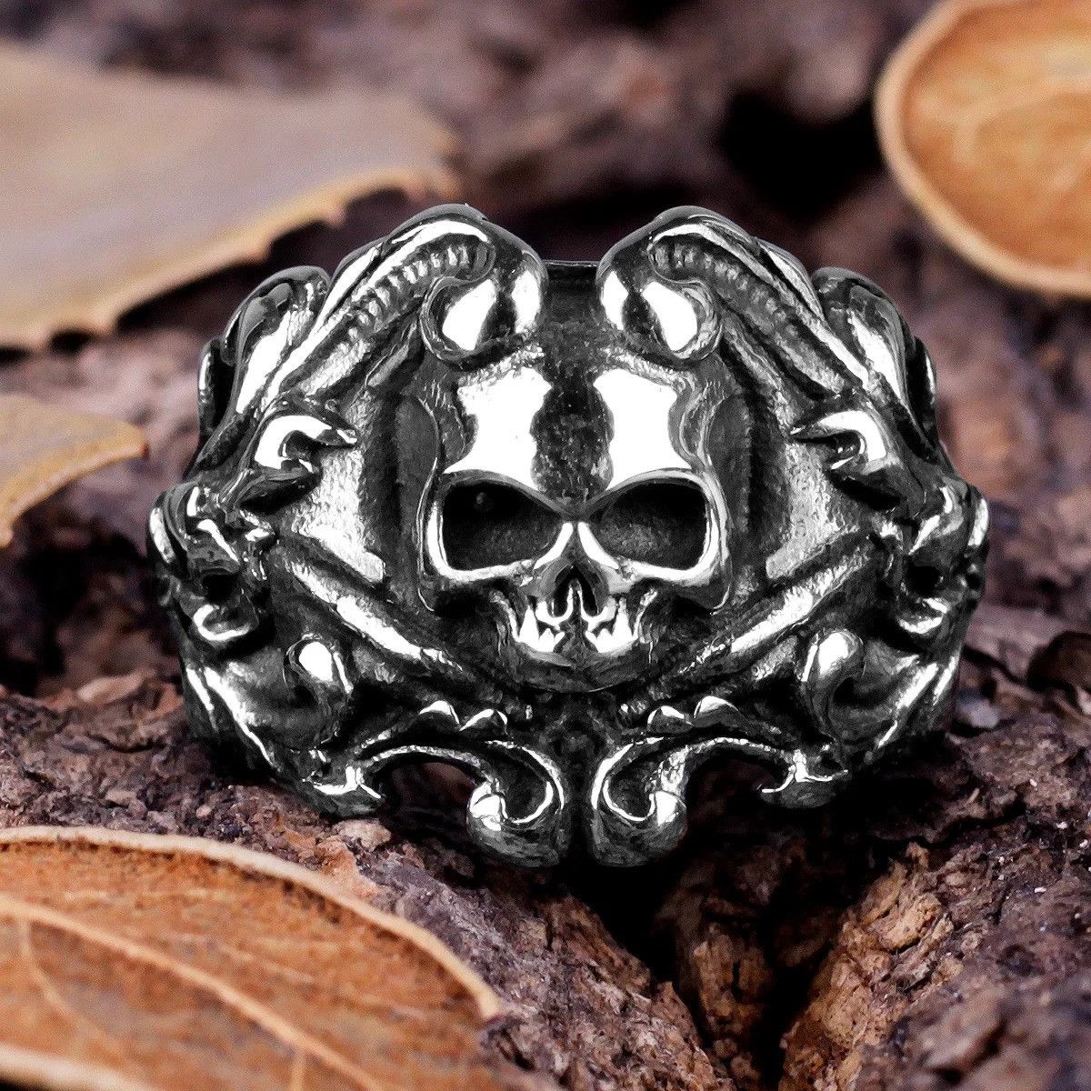 Jewelry Petal Skull Ring Streetwear Jewelry Fashion Gift Size ONE SIZE - 2 Thumbnail