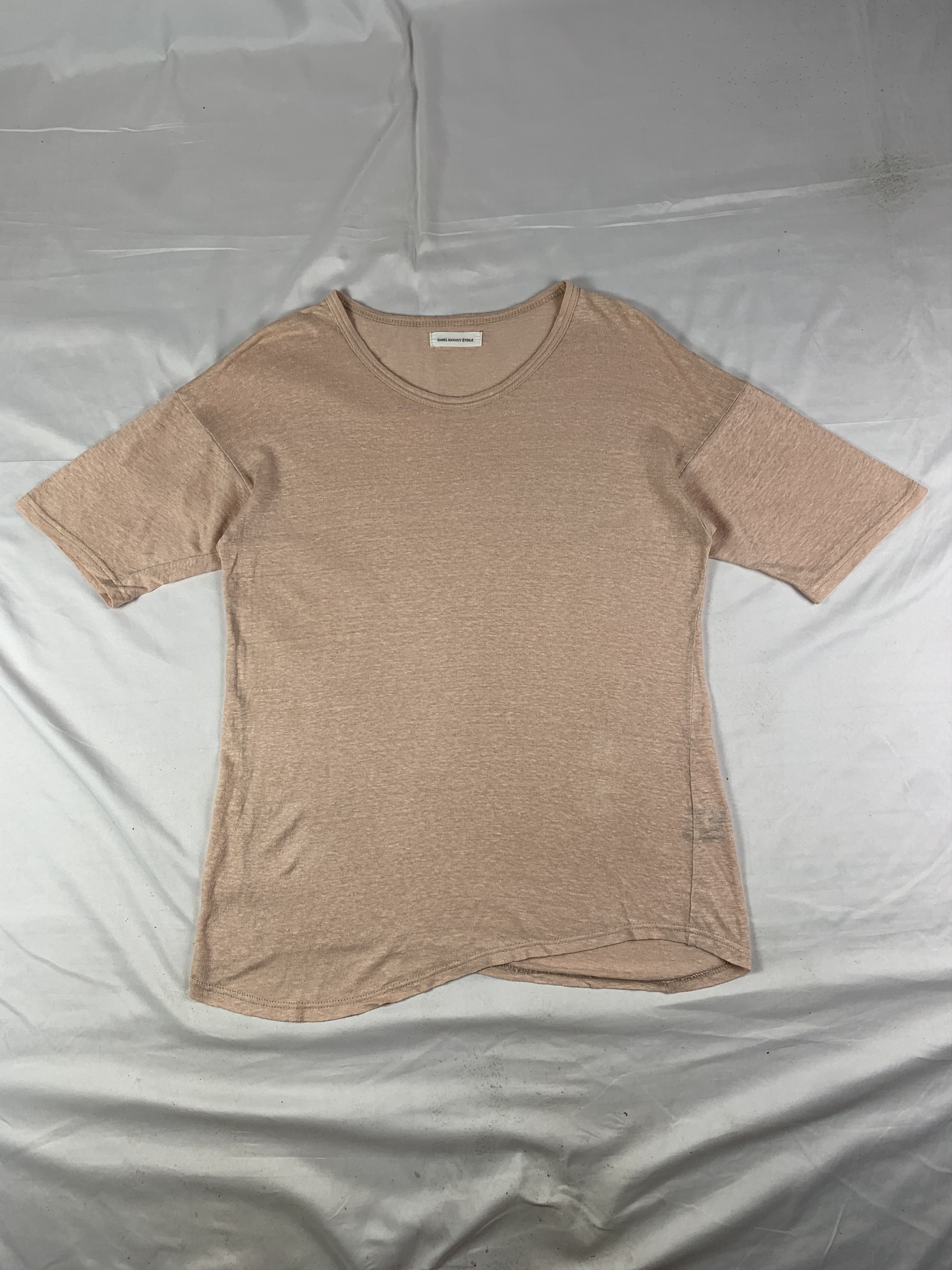 Isabel Marant Etoile Isabel Marant Tan Basic Linen Tee (L) Size L / US 10 / IT 46 - 1 Thumbnail