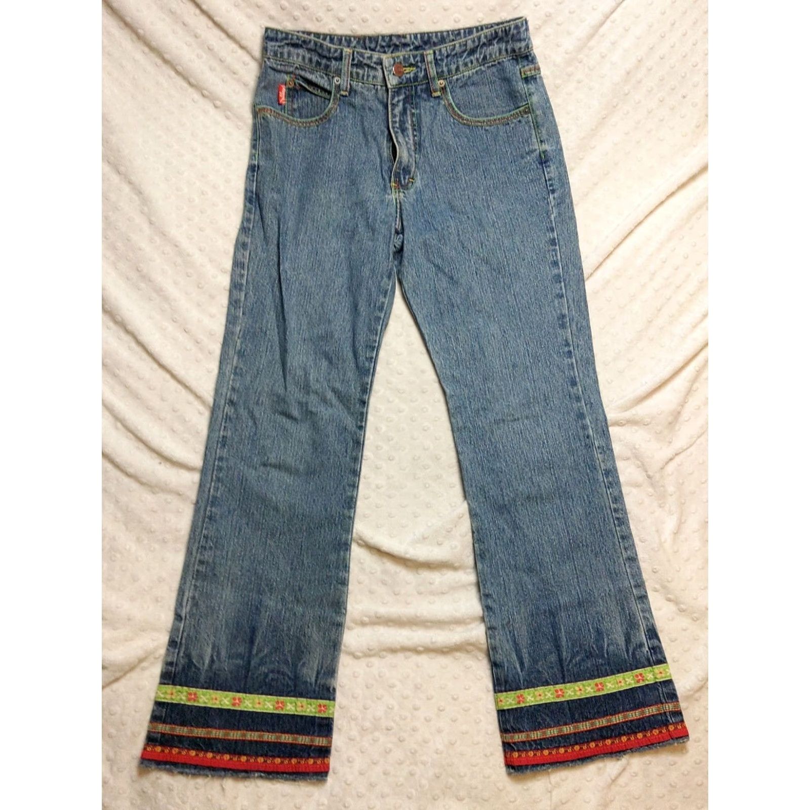 Denime Outlaw Jeans Womens 7 Blue Denim Light Wash High Rise 5-Pocket Retro Hippie 90s USA Shirt? Size 27" / US 4 / IT 40 - 2 Thumbnail