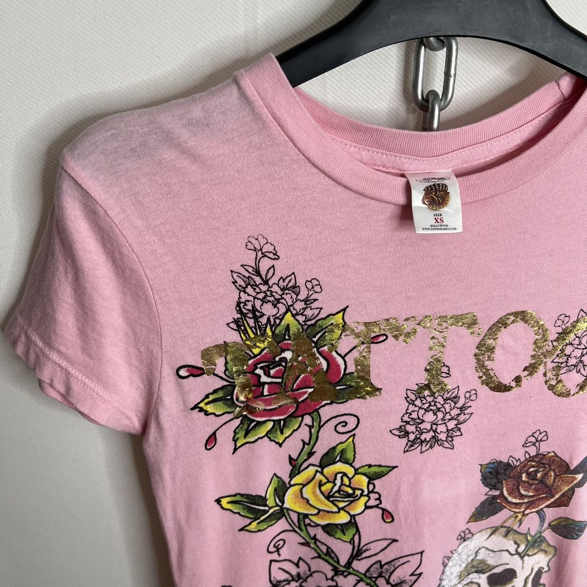 Ed Hardy ED HARDY PINK TATTOO SKULL GRAPHIC SHIRT Size XS / US 0-2 / IT 36-38 - 3 Thumbnail