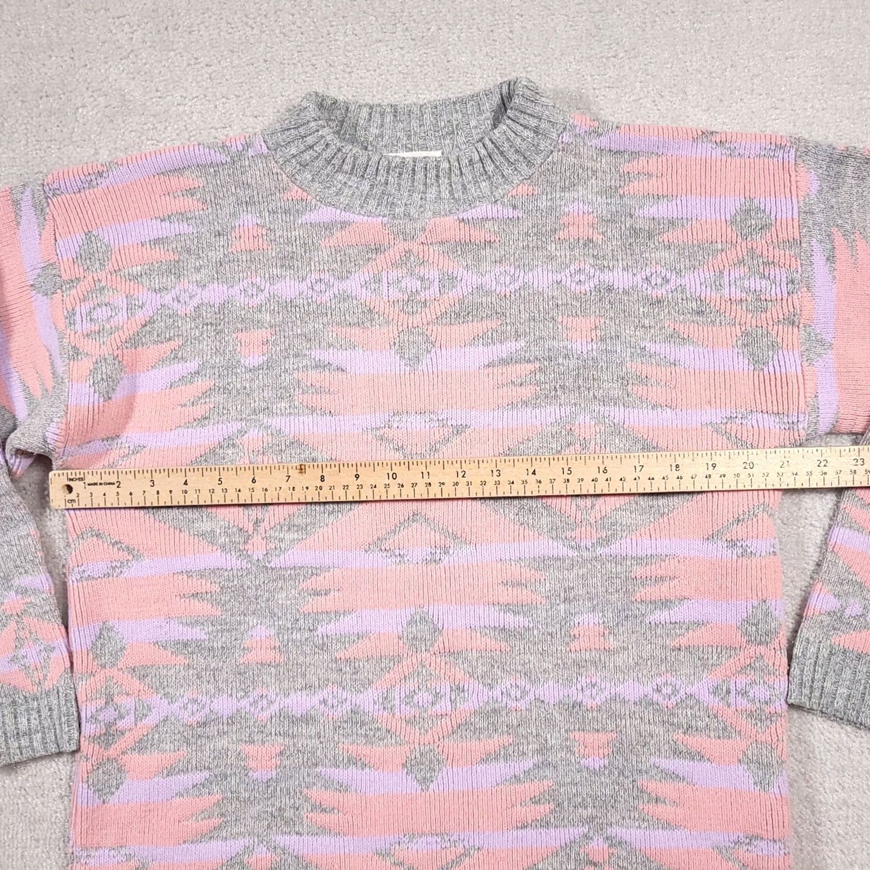 Pinko VINTAGE Alicia Sweater Pink Aztec Pullover Knit Long Sleeve Women's L 80s Retro Nerd Size L / US 10 / IT 46 - 4 Thumbnail