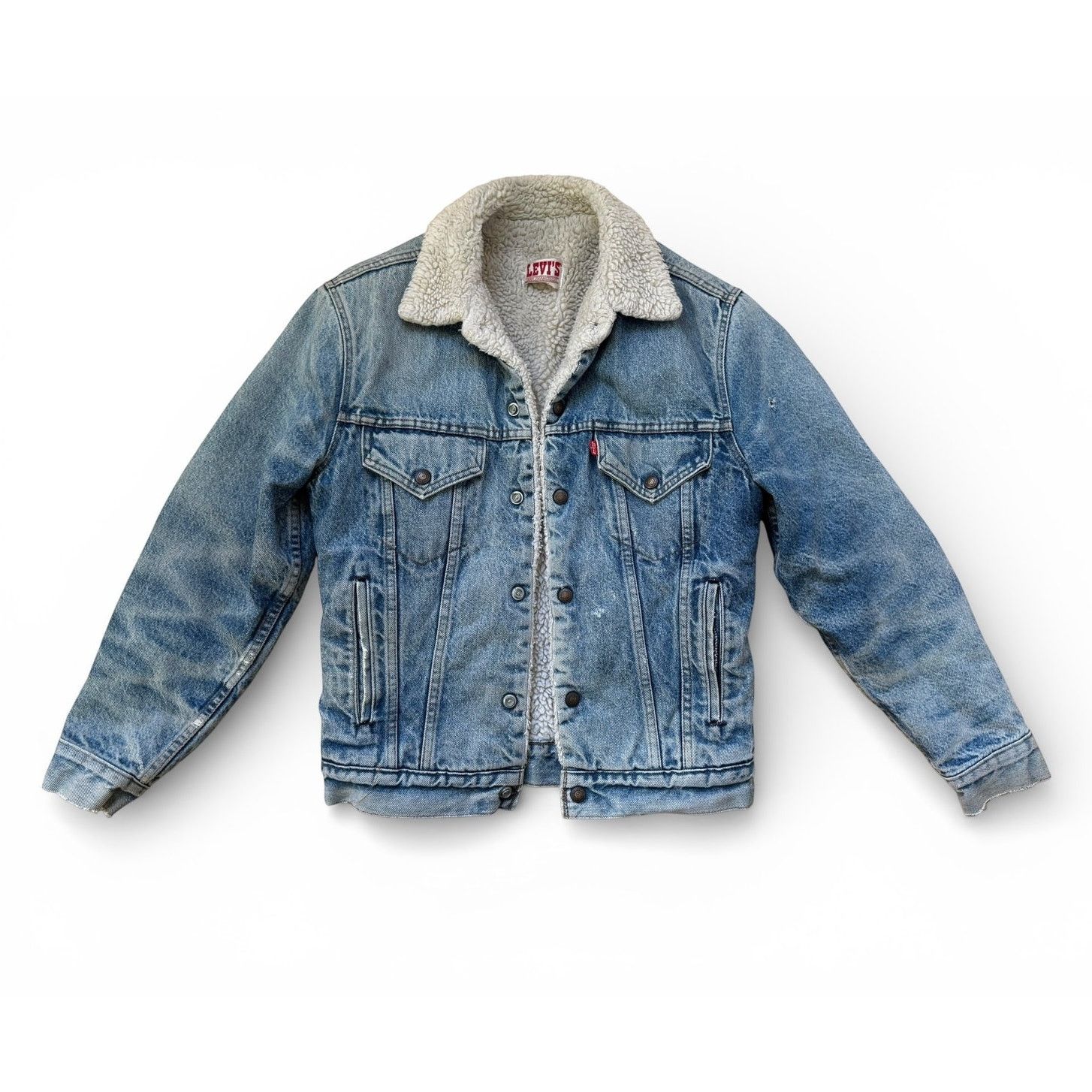 Levi's Vintage 90s Levi's Sherpa Lined Blue Denim Jacket Men's 34R Size US M / EU 48-50 / 2 - 3 Thumbnail